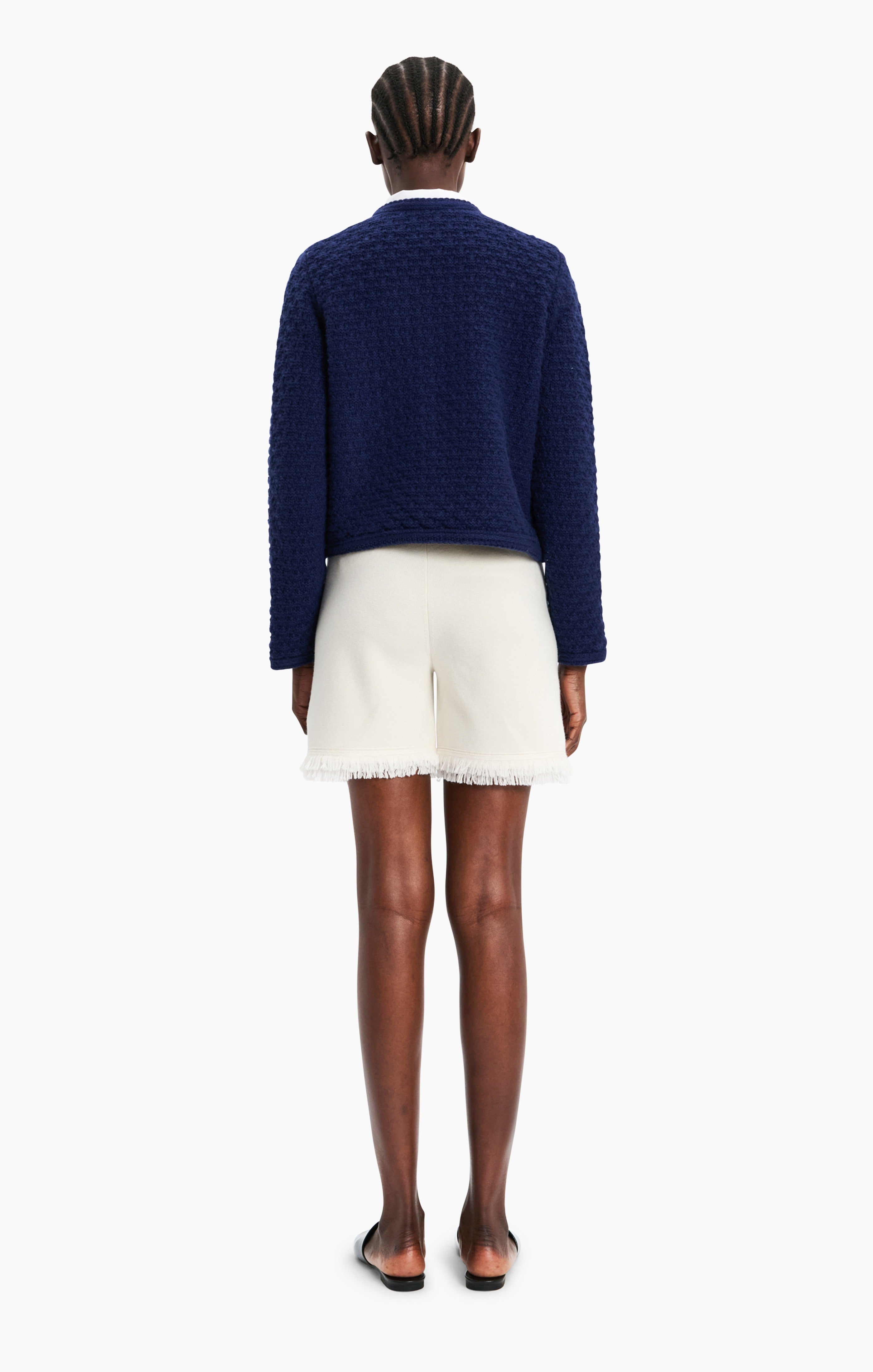 The Tate cashmere Jacket - Falkner Blue – back view