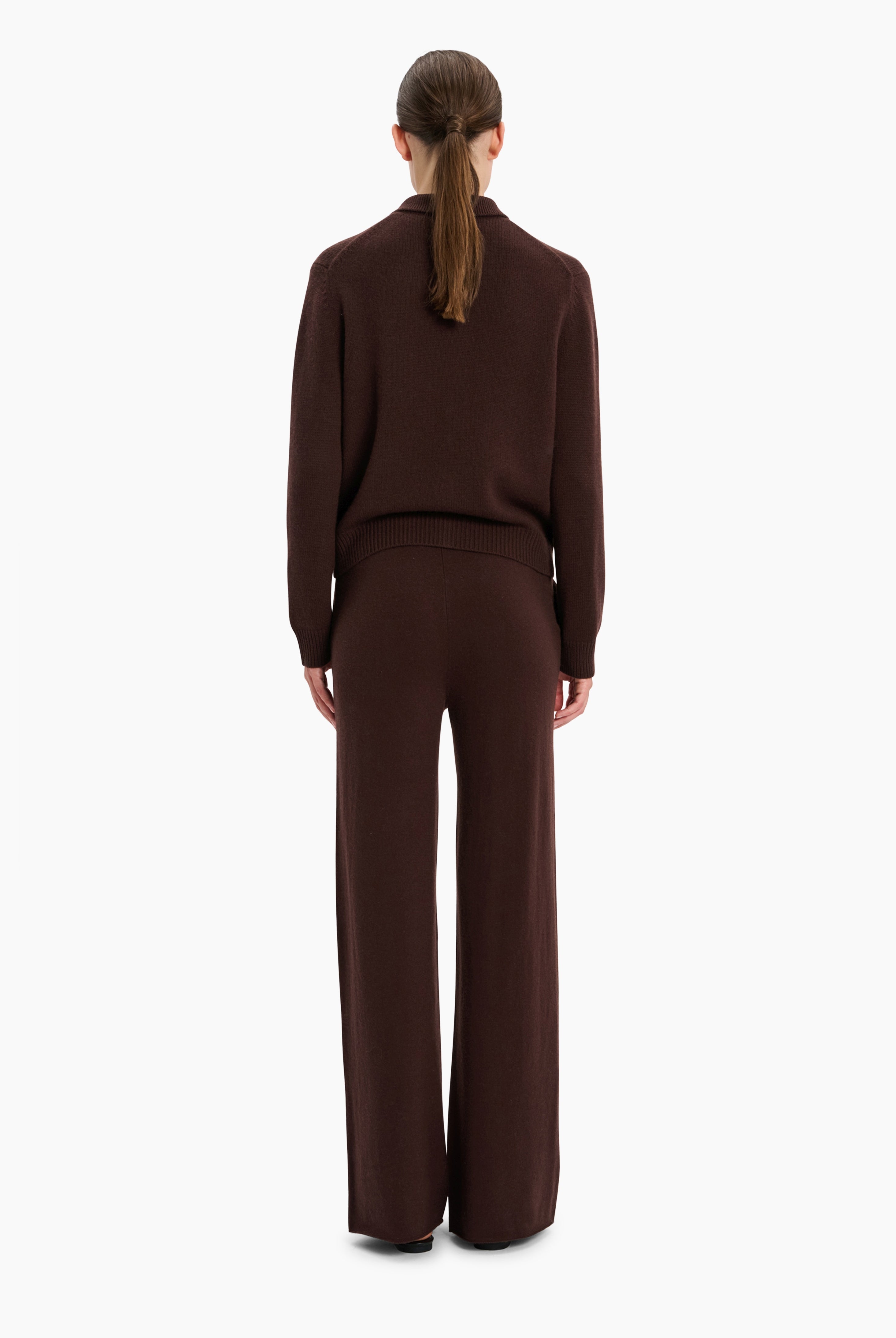 Temple Row cashmere Cardigan - Dark Chocolate – back view
