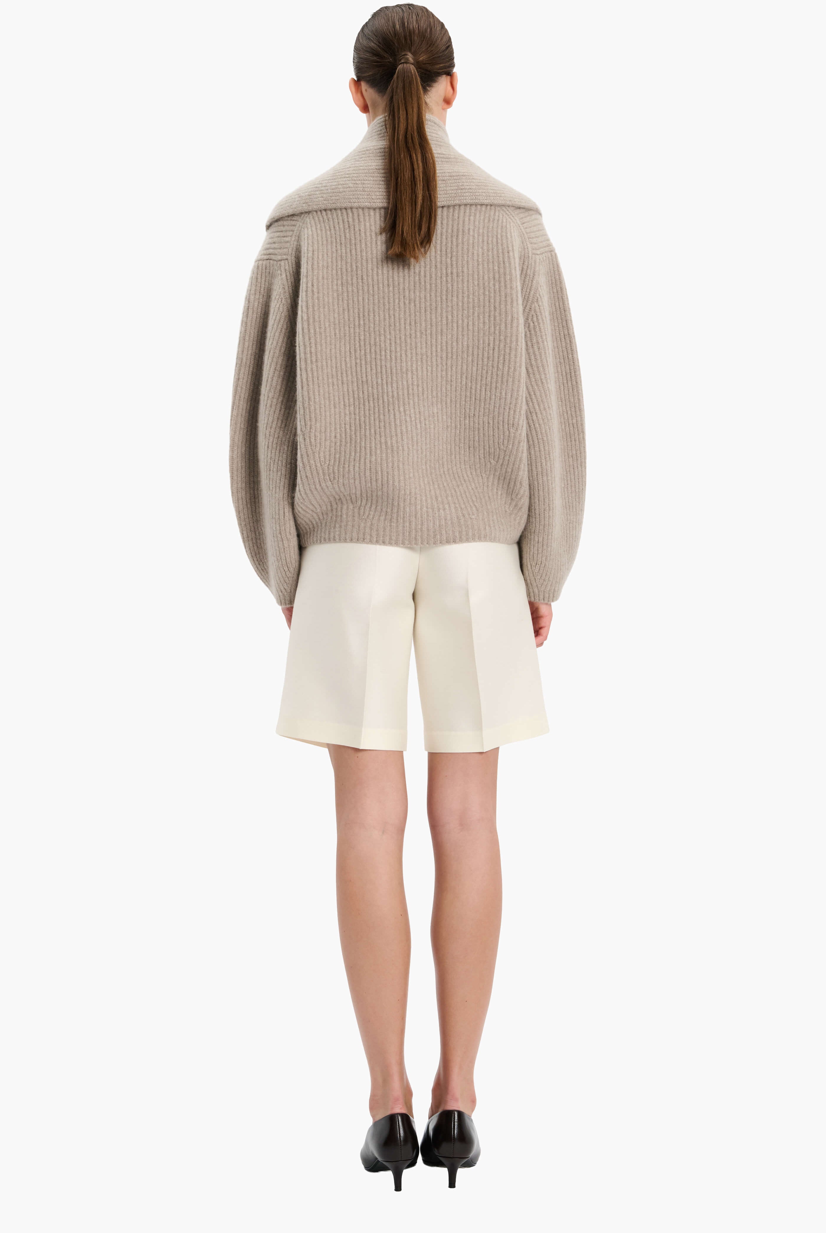 Coatigan cashmere Cardigan - Beige Melange – back view