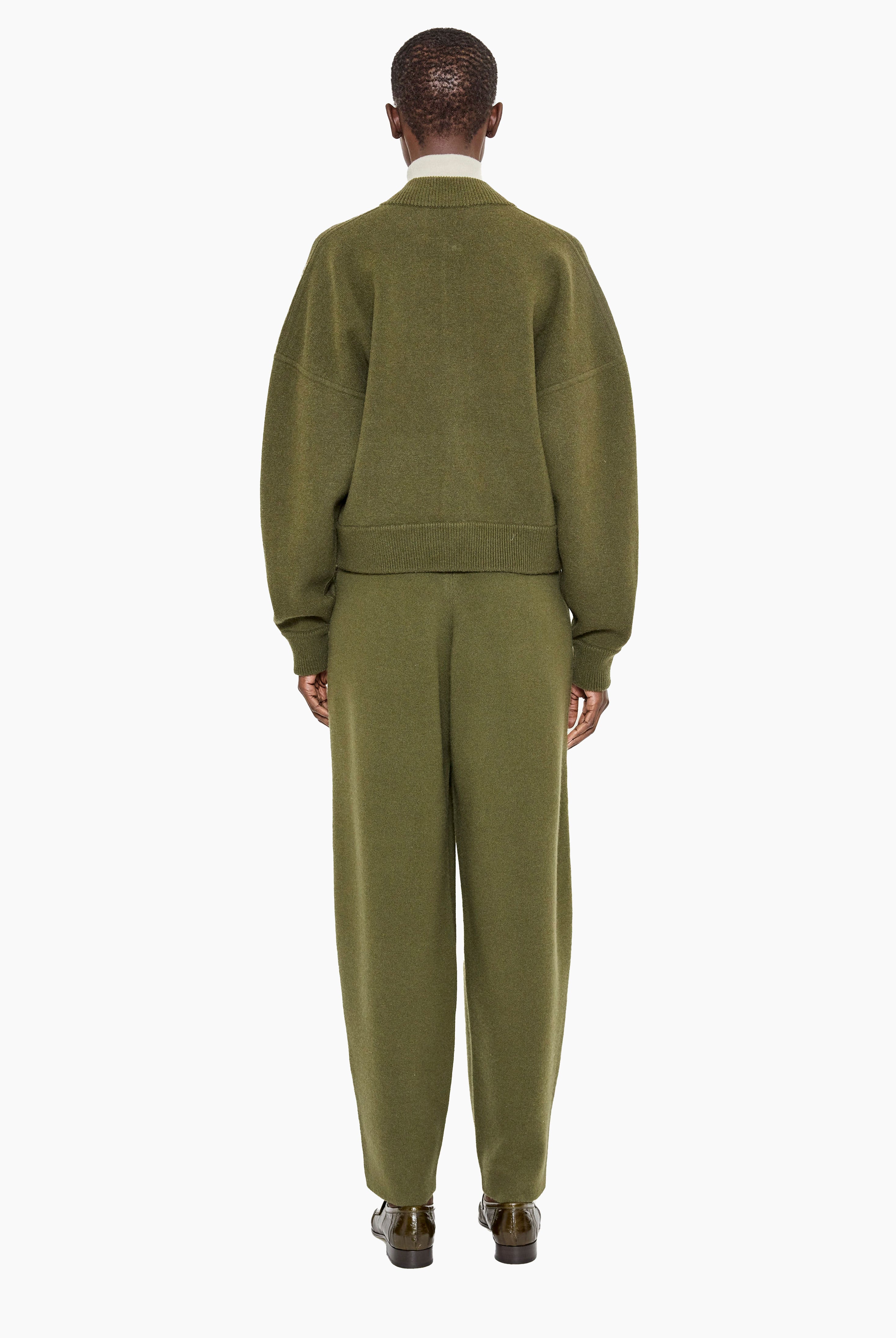 New Jace cashmere Sweater - Dark Olive/Ash Taupe – back view