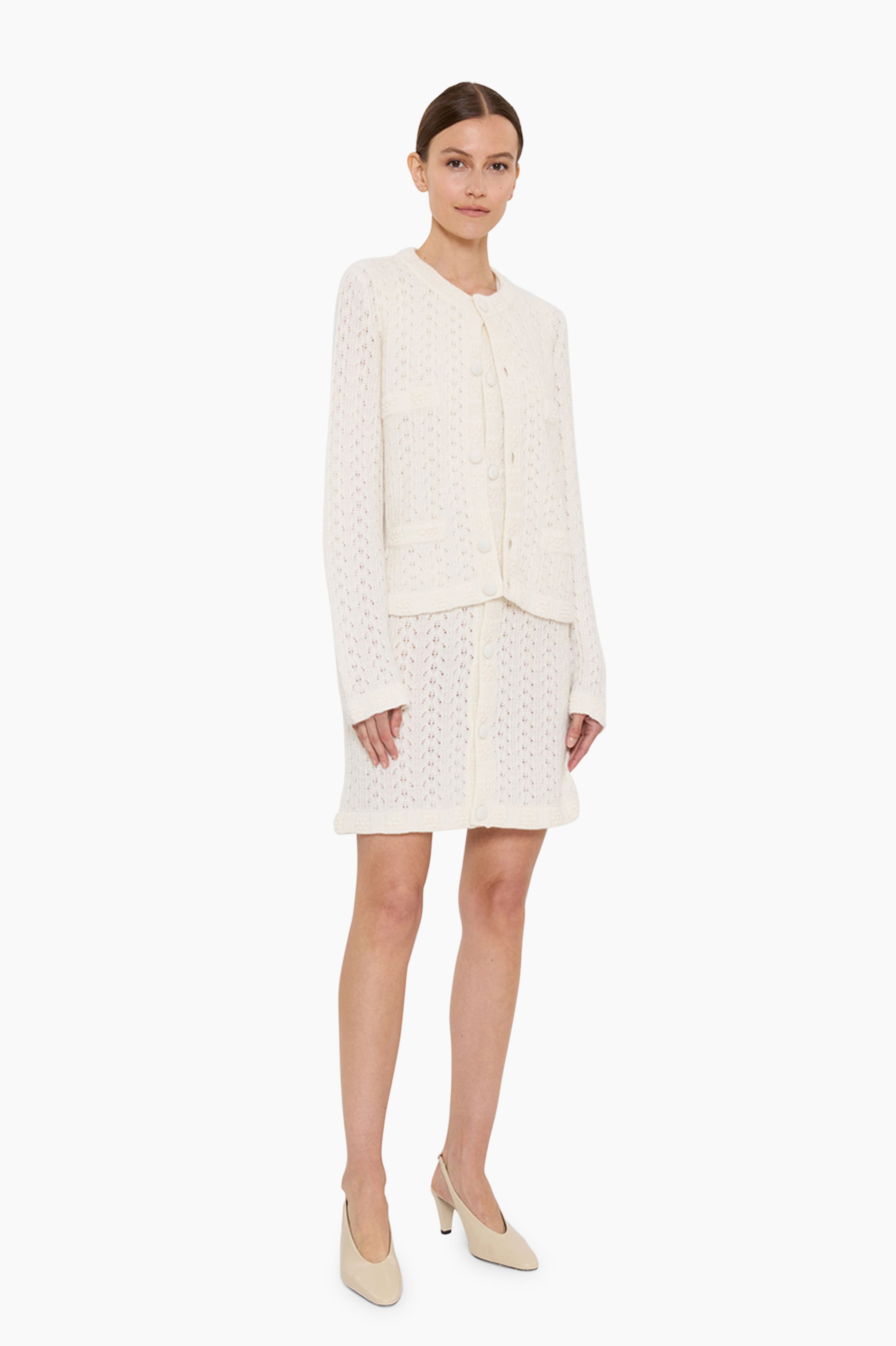 Hannah cashmere Cardigan - Ivory – side view