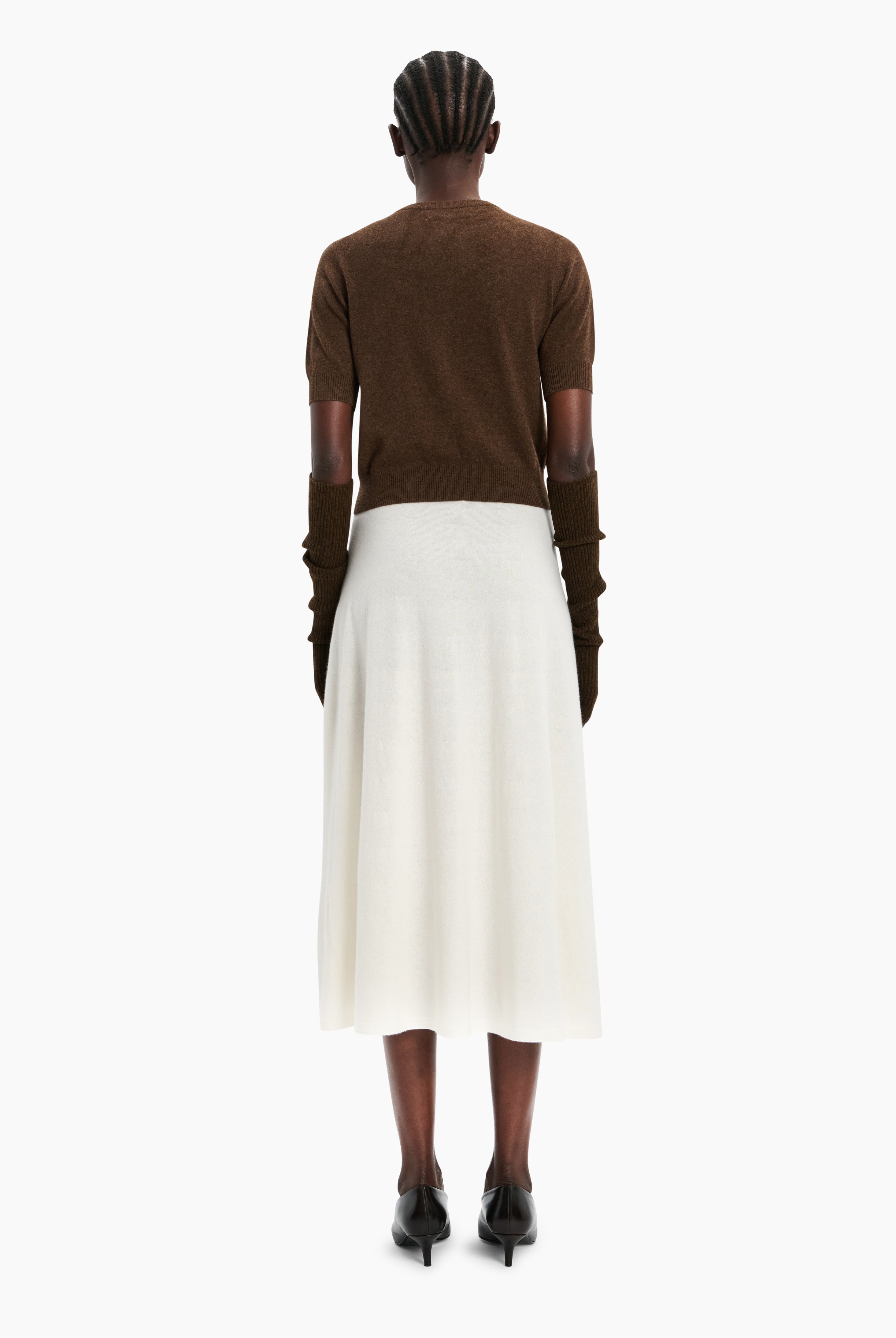 Stanley cashmere Cardigan - Brown Chocolate Marl – back view