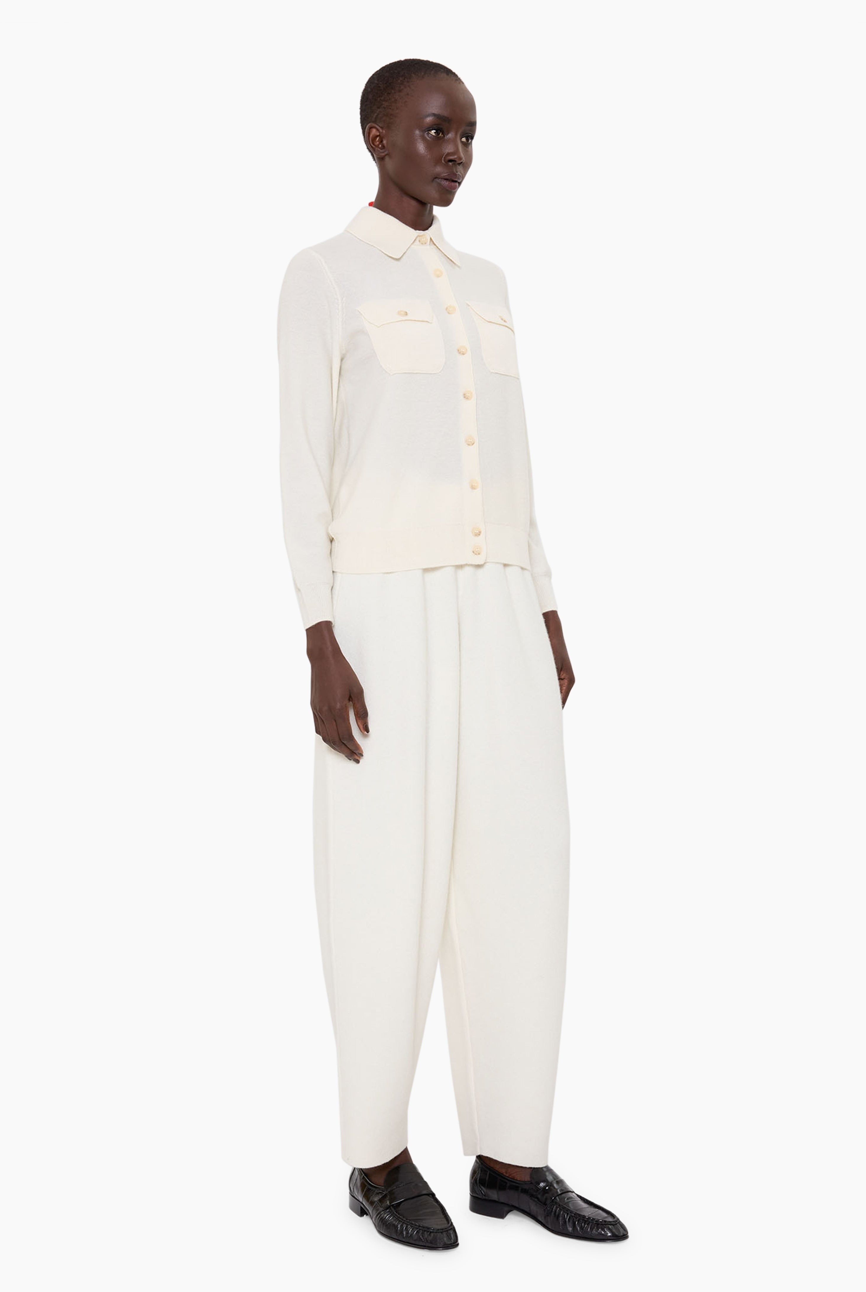 Kaci cashmere Cardigan - Ivory – side view