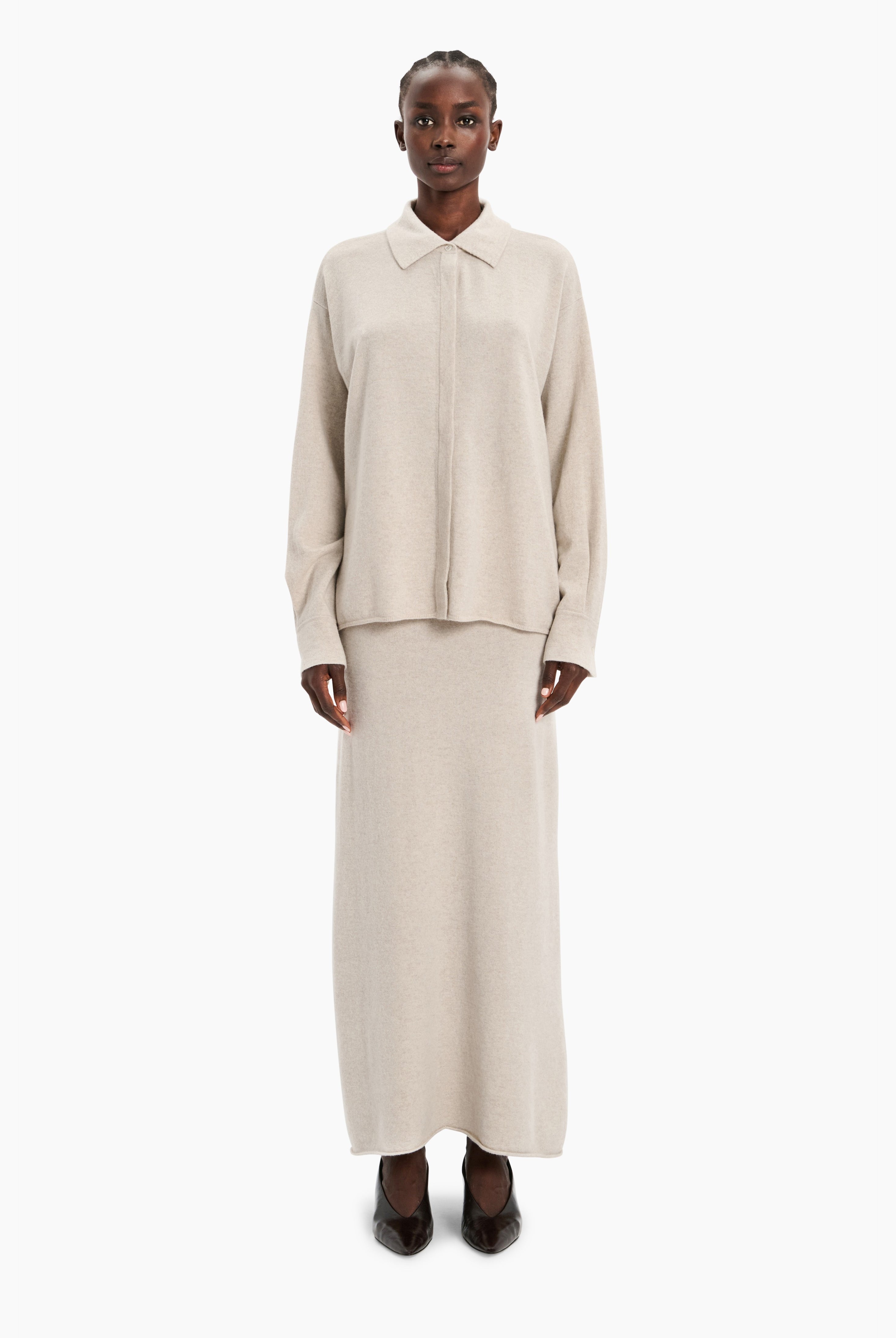 Limehouse cashmere Shirt - Chai – front view
