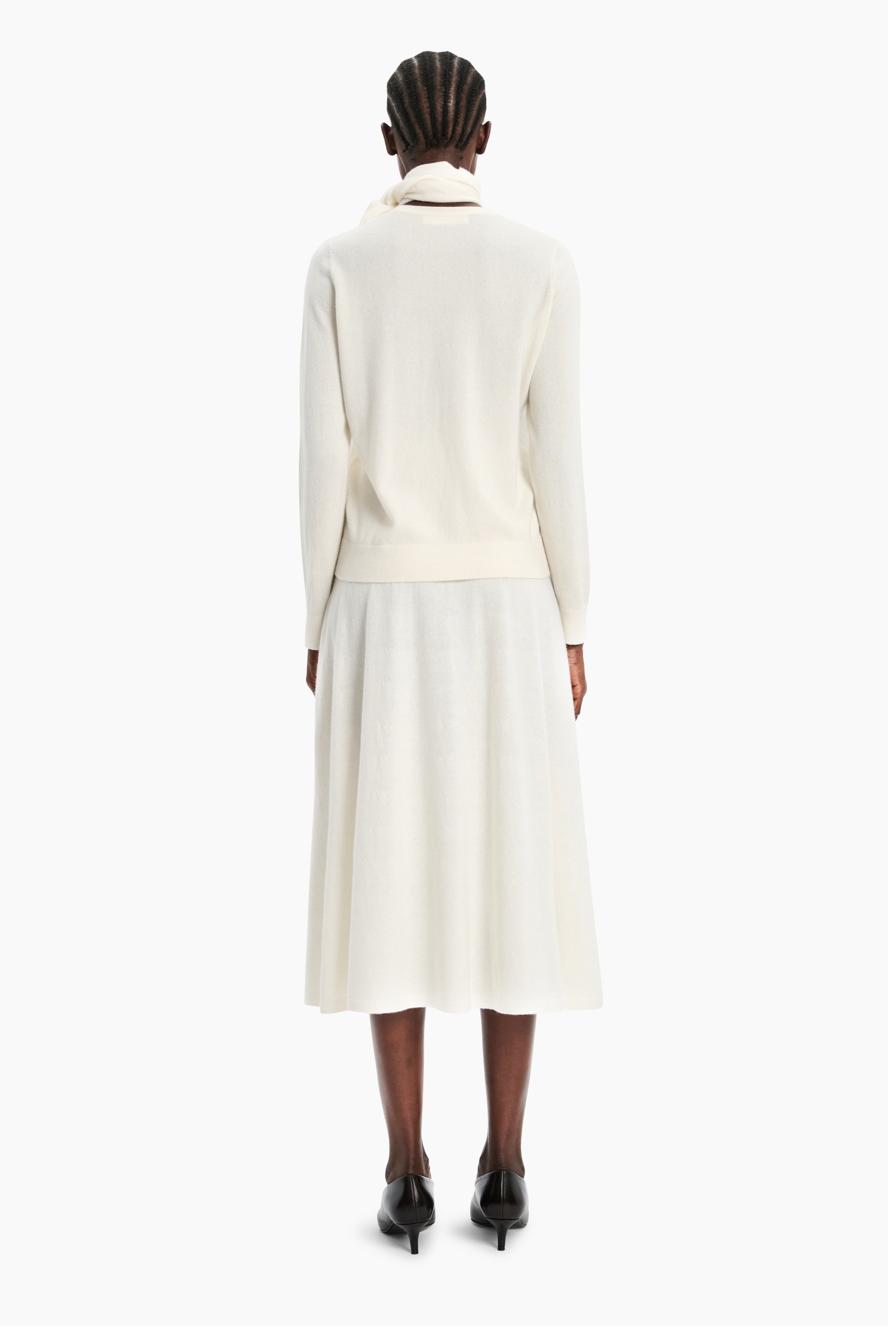 Avalon cashmere Cardigan - Ivory – back view