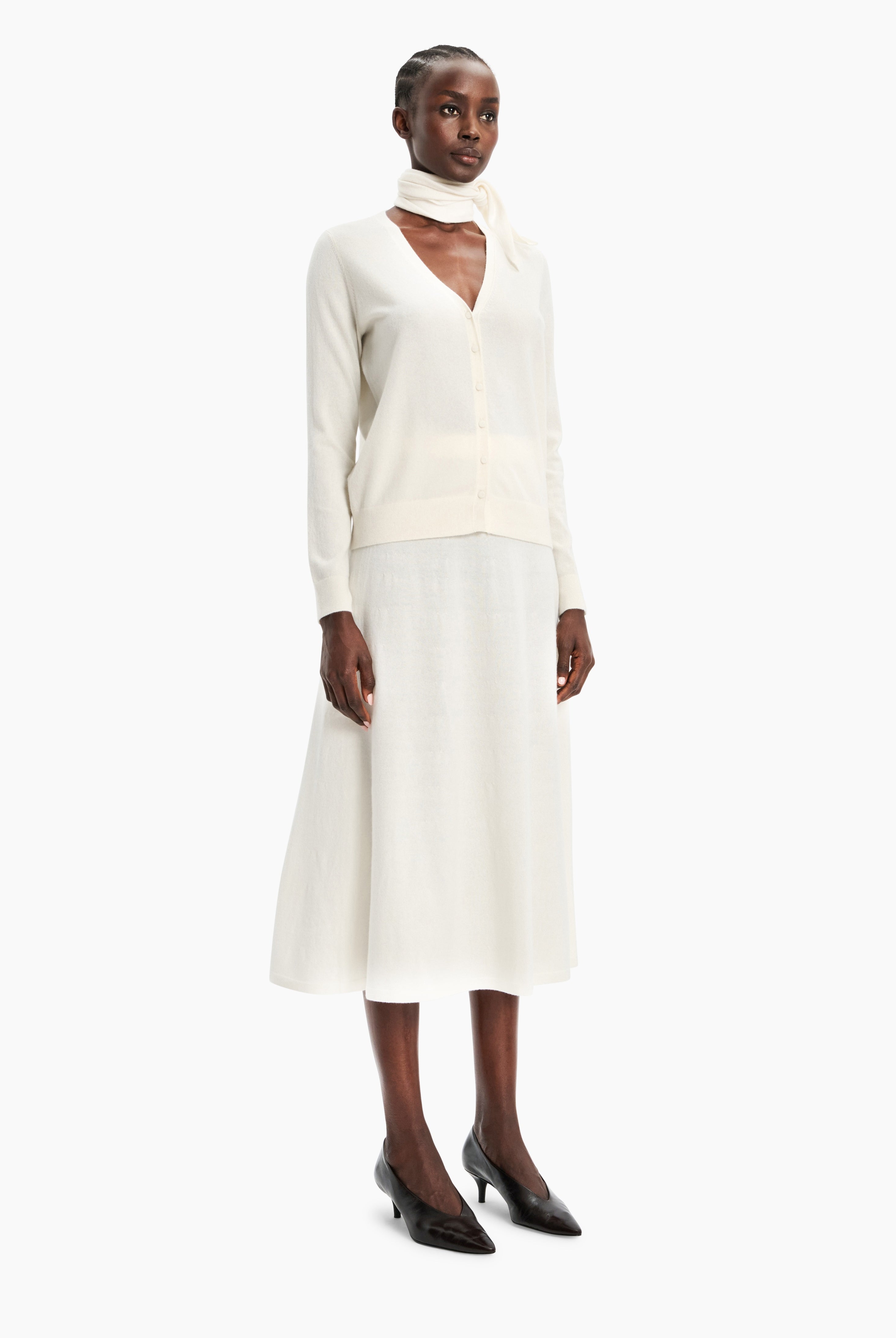 Avalon cashmere Cardigan - Ivory – side view