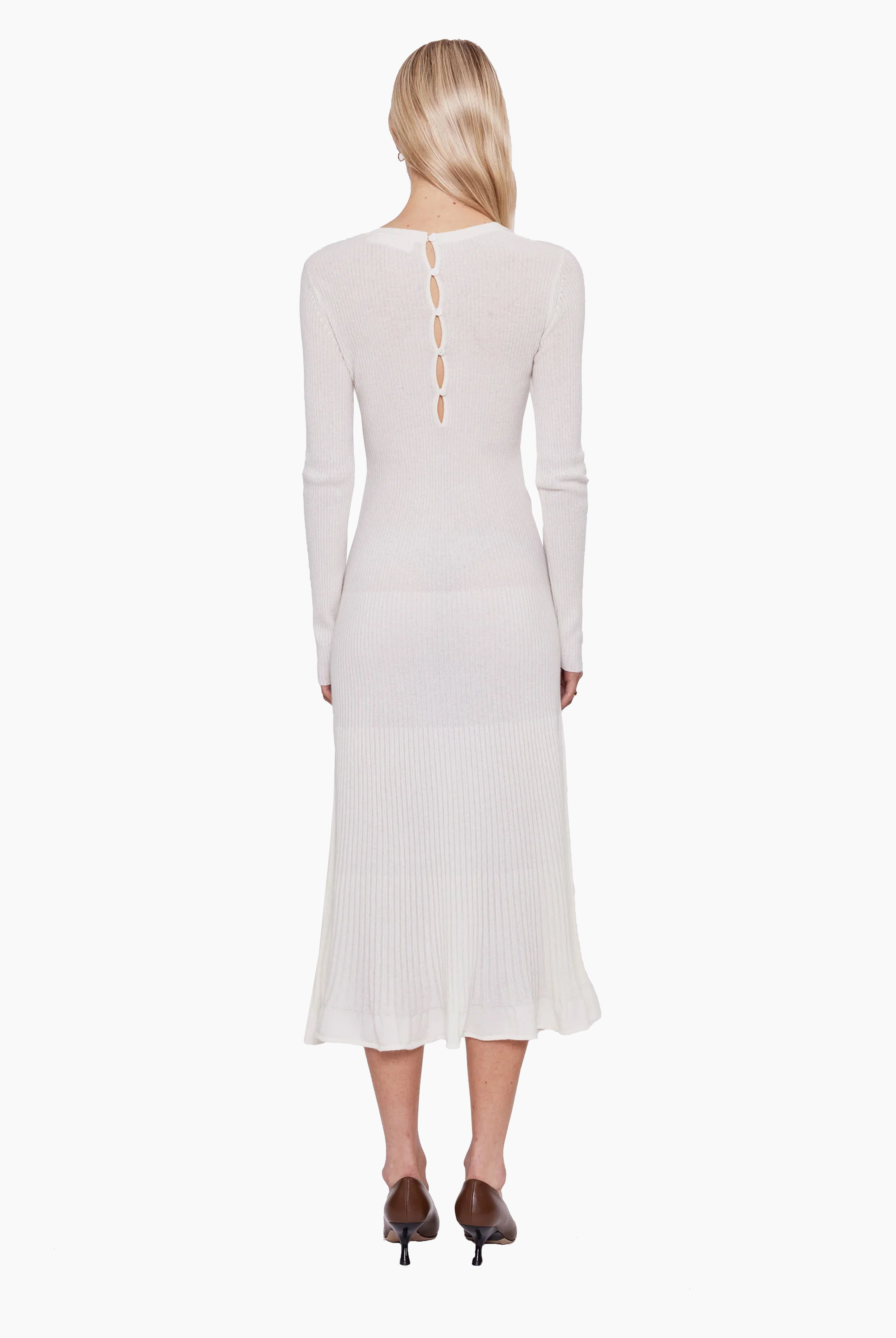Minerva cashmere Dress - Ivory – back view