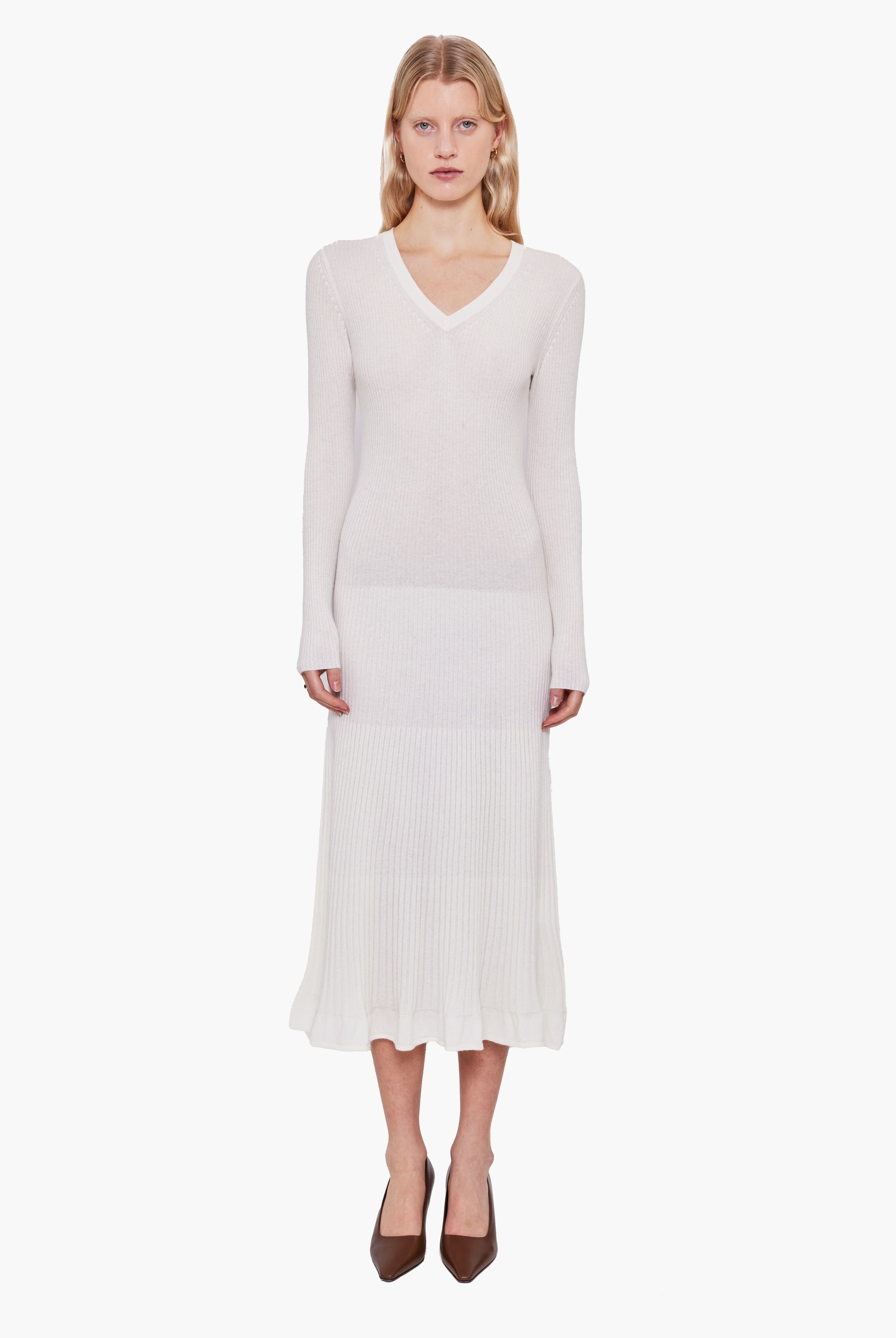 Minerva cashmere Dress - Ivory – front view