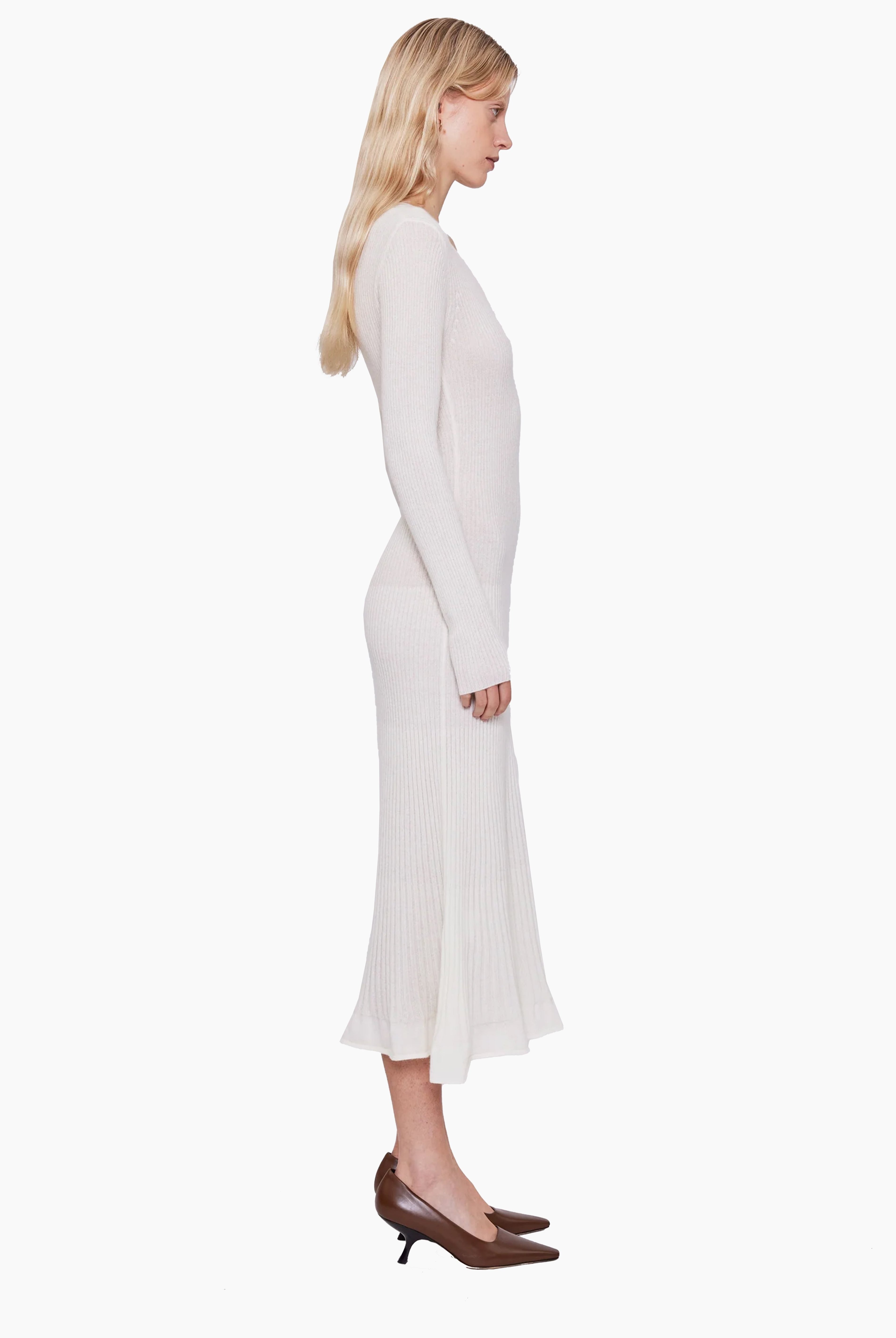 Minerva cashmere Dress - Ivory – side view