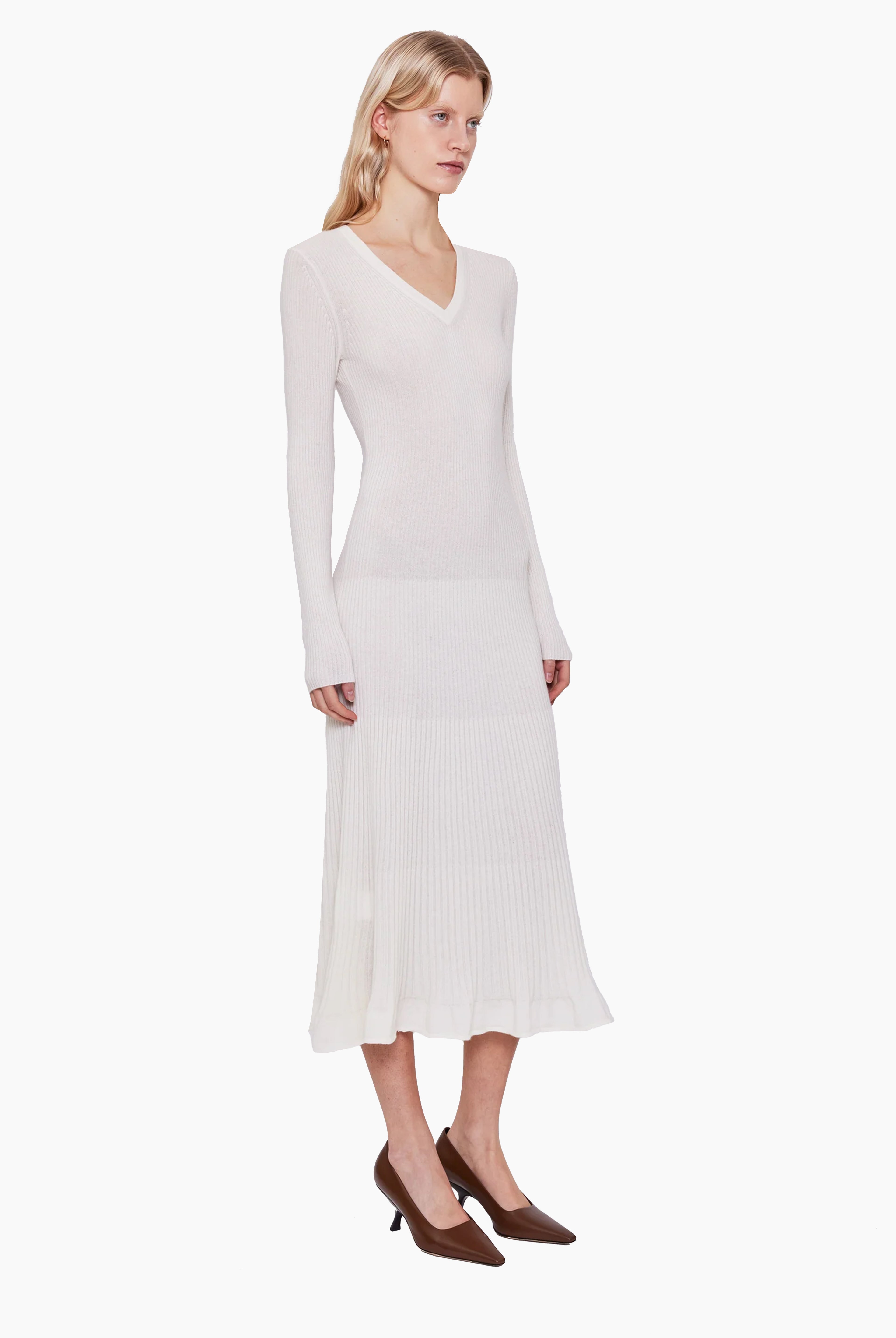 Minerva cashmere Dress - Ivory – side view