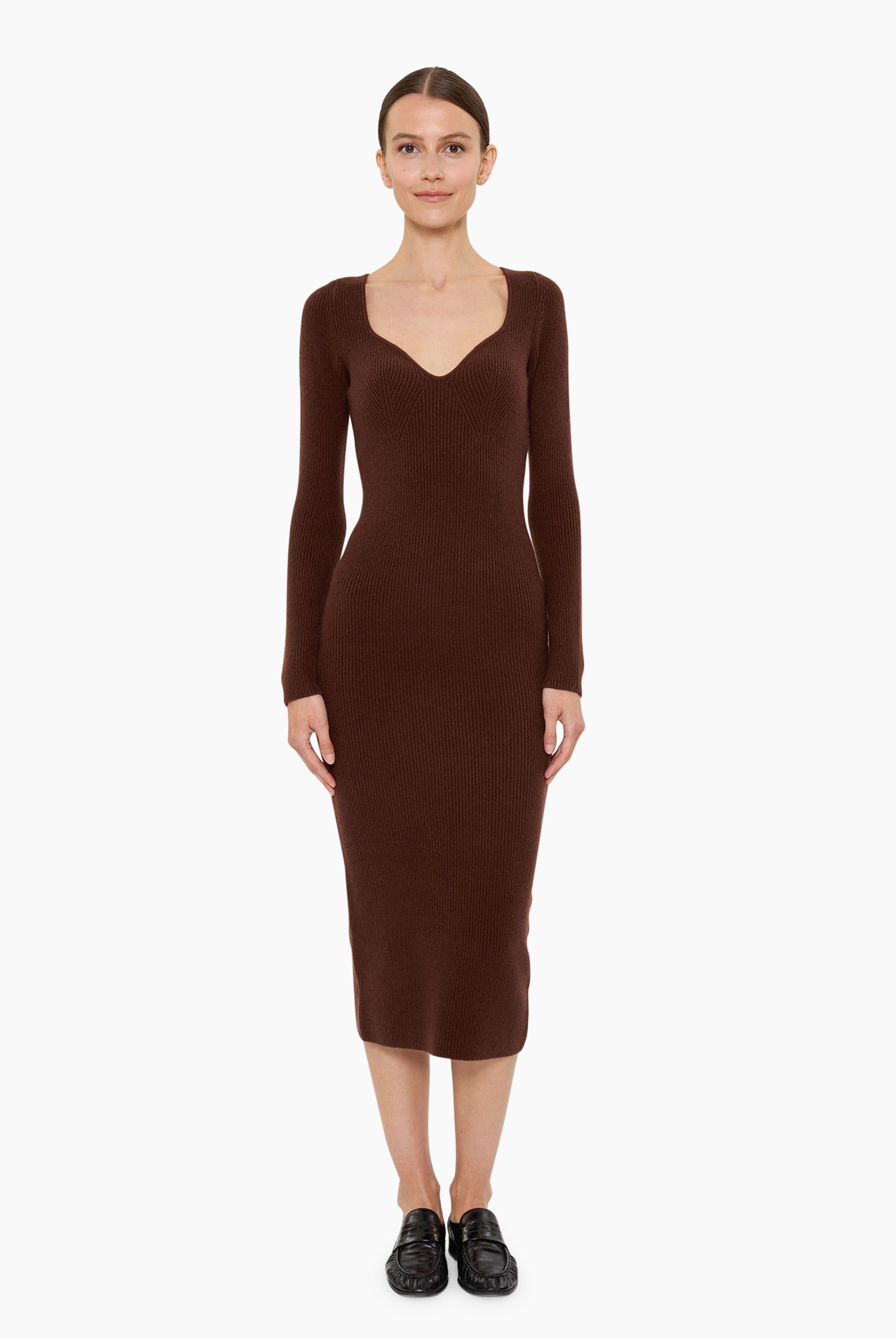 Aubree cashmere Dress - Chocolate Brown – front view