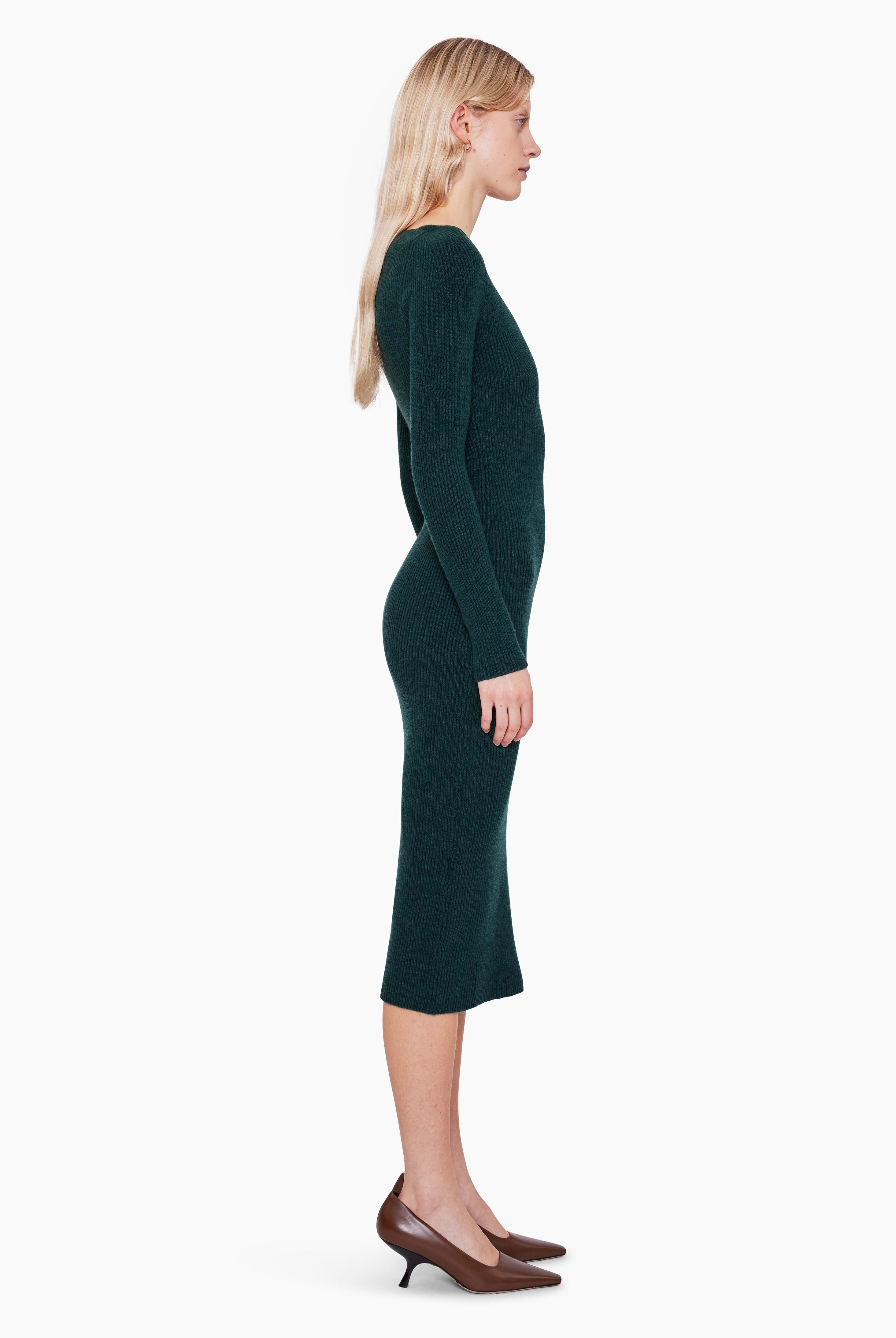 Aubree cashmere Dress - Spruce Green – side view