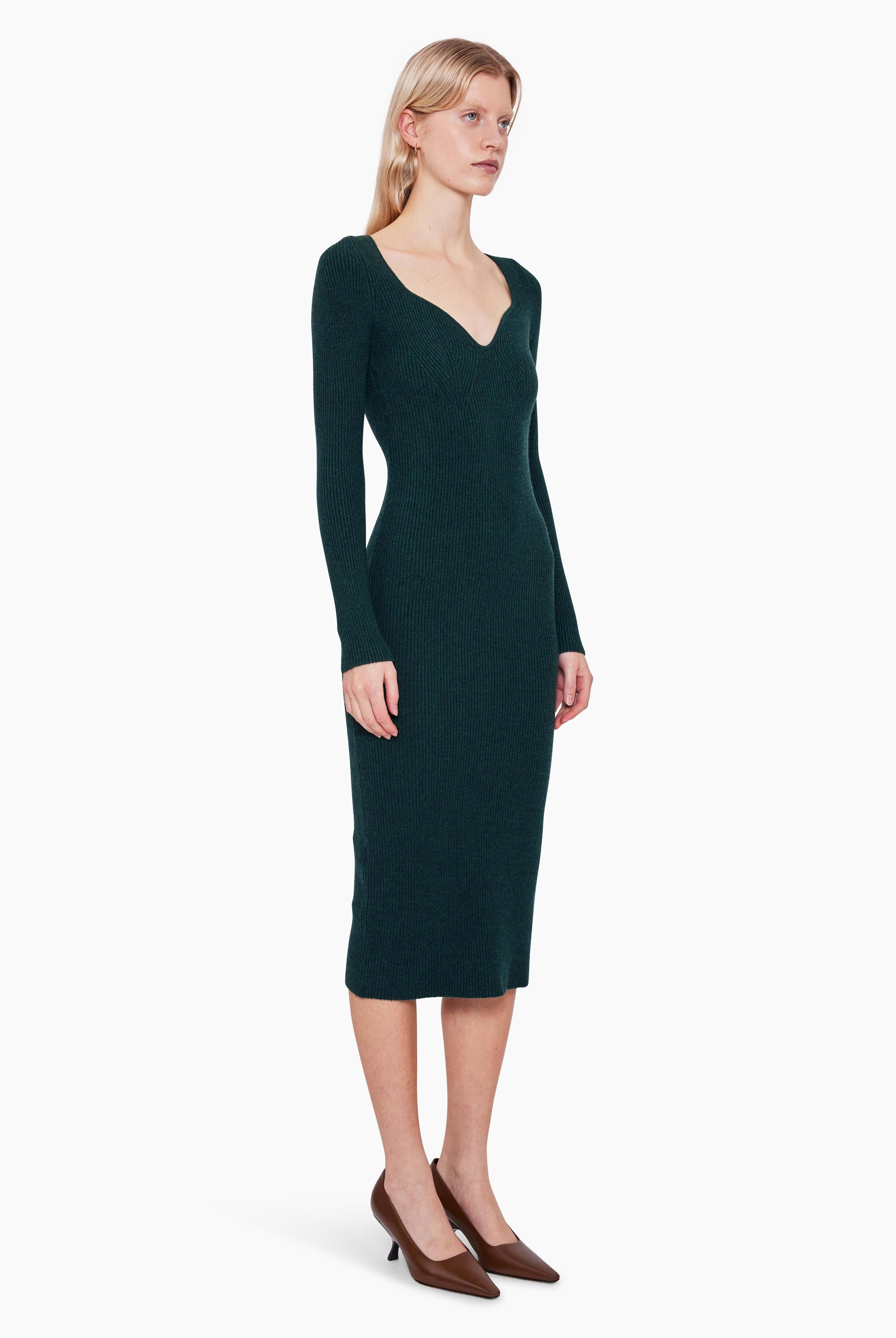 Aubree cashmere Dress - Spruce Green – side view