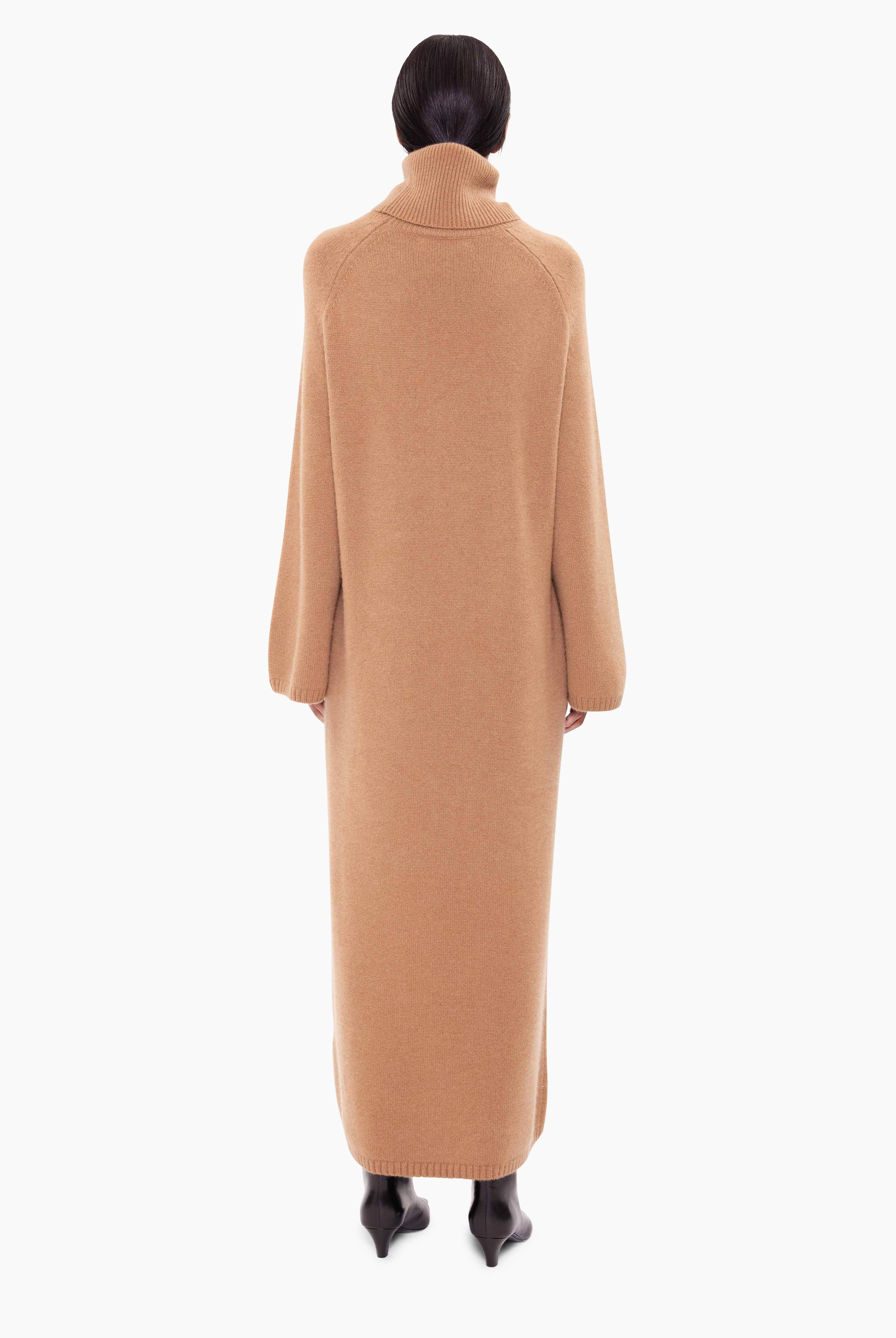 Roma cashmere Dress - Dark Camel – back view
