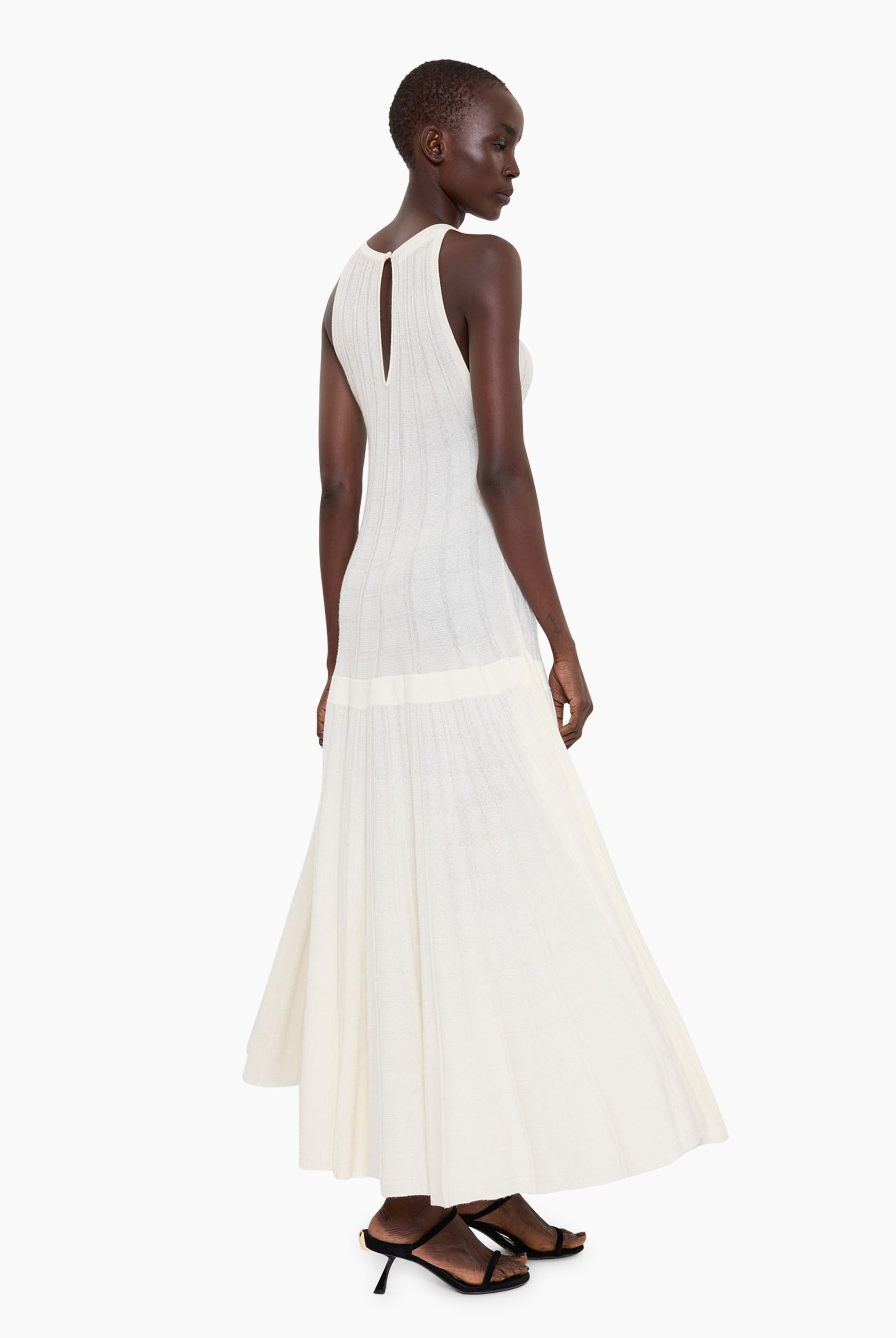 Evangeline cashmere Dress - Ivory – back view