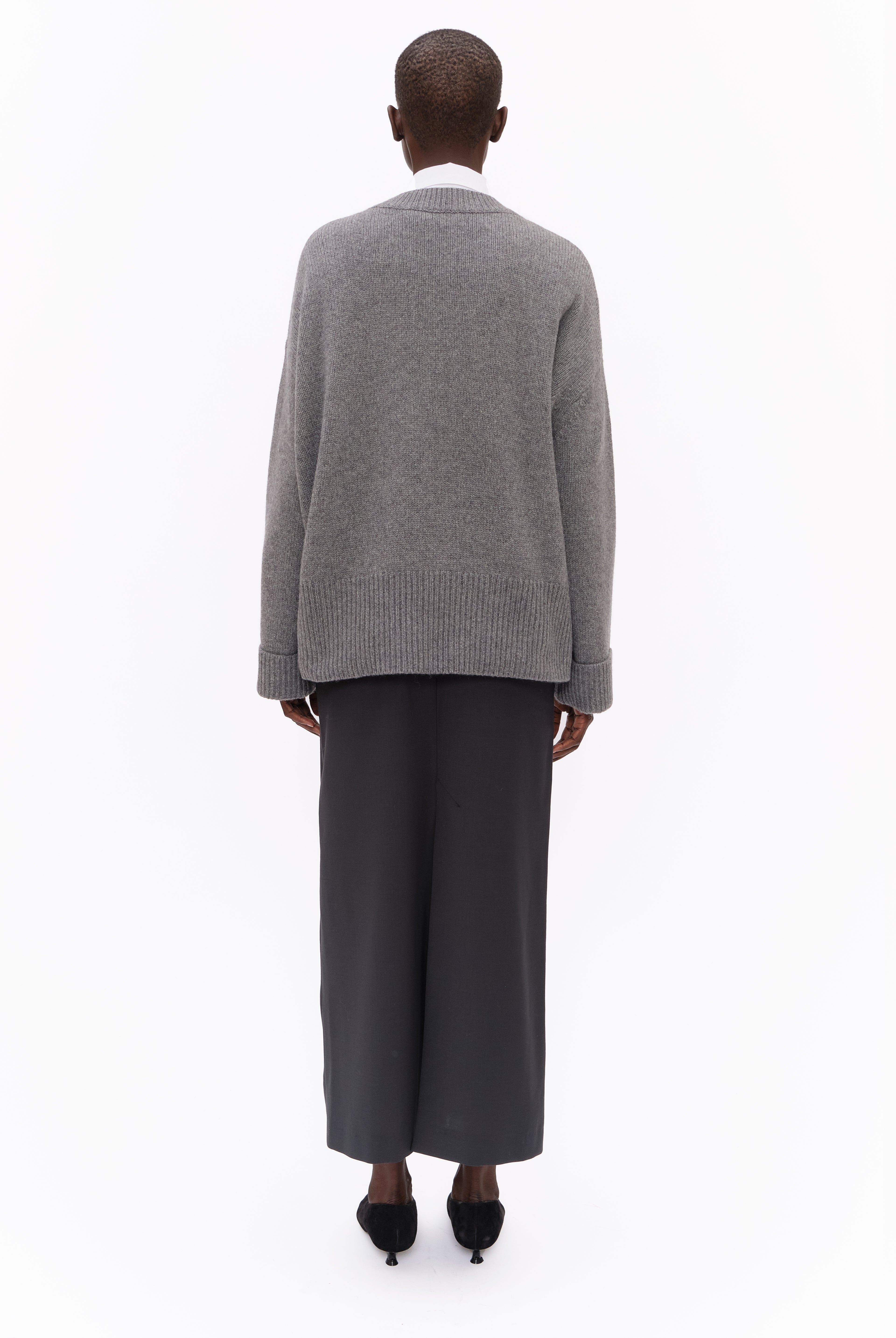 Knightsbridge cashmere Sweater - Granite Marl – back view