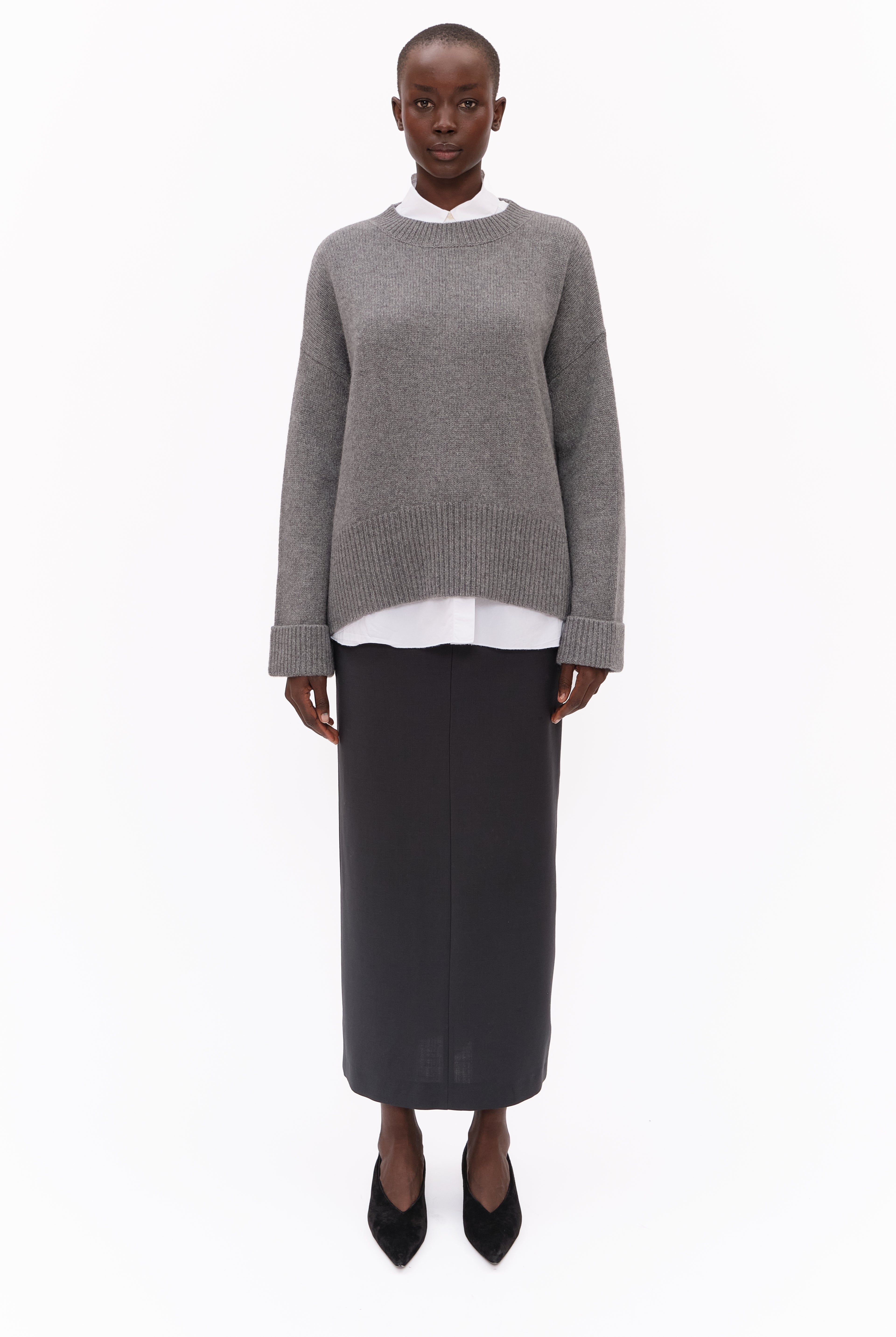 Knightsbridge cashmere Sweater - Granite Marl – front view
