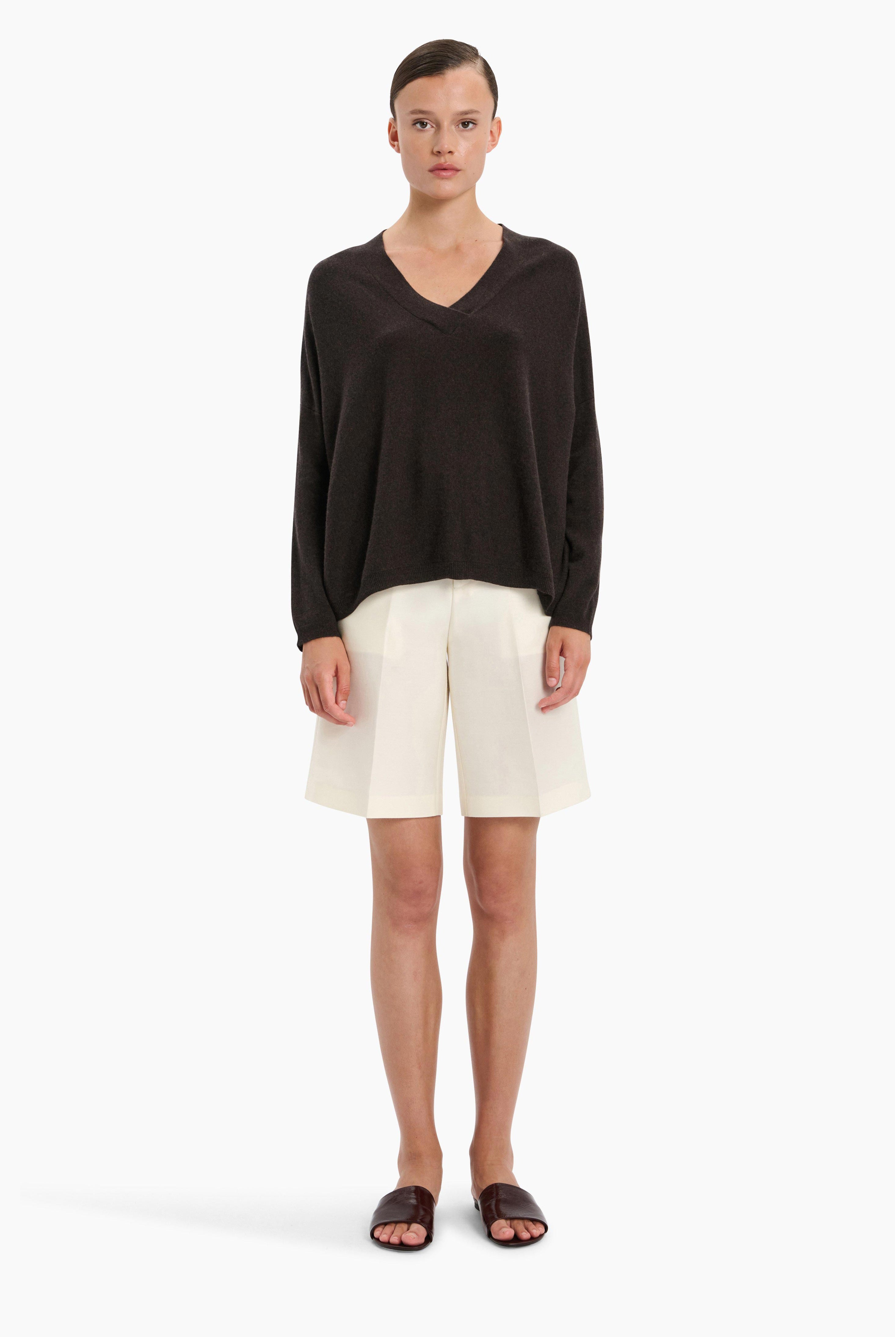 Bailey cashmere Sweater - Mocha Marl – front view