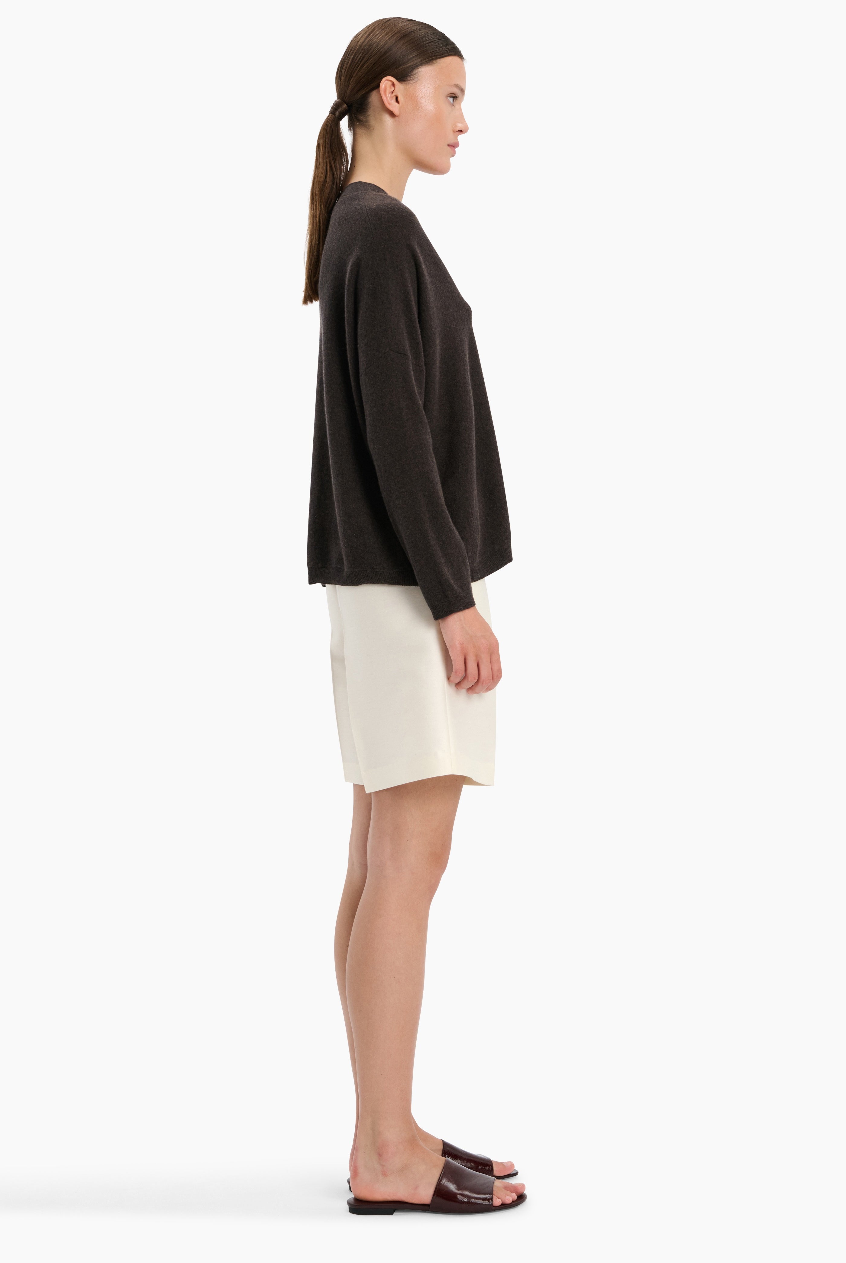 Bailey cashmere Sweater - Mocha Marl – side view