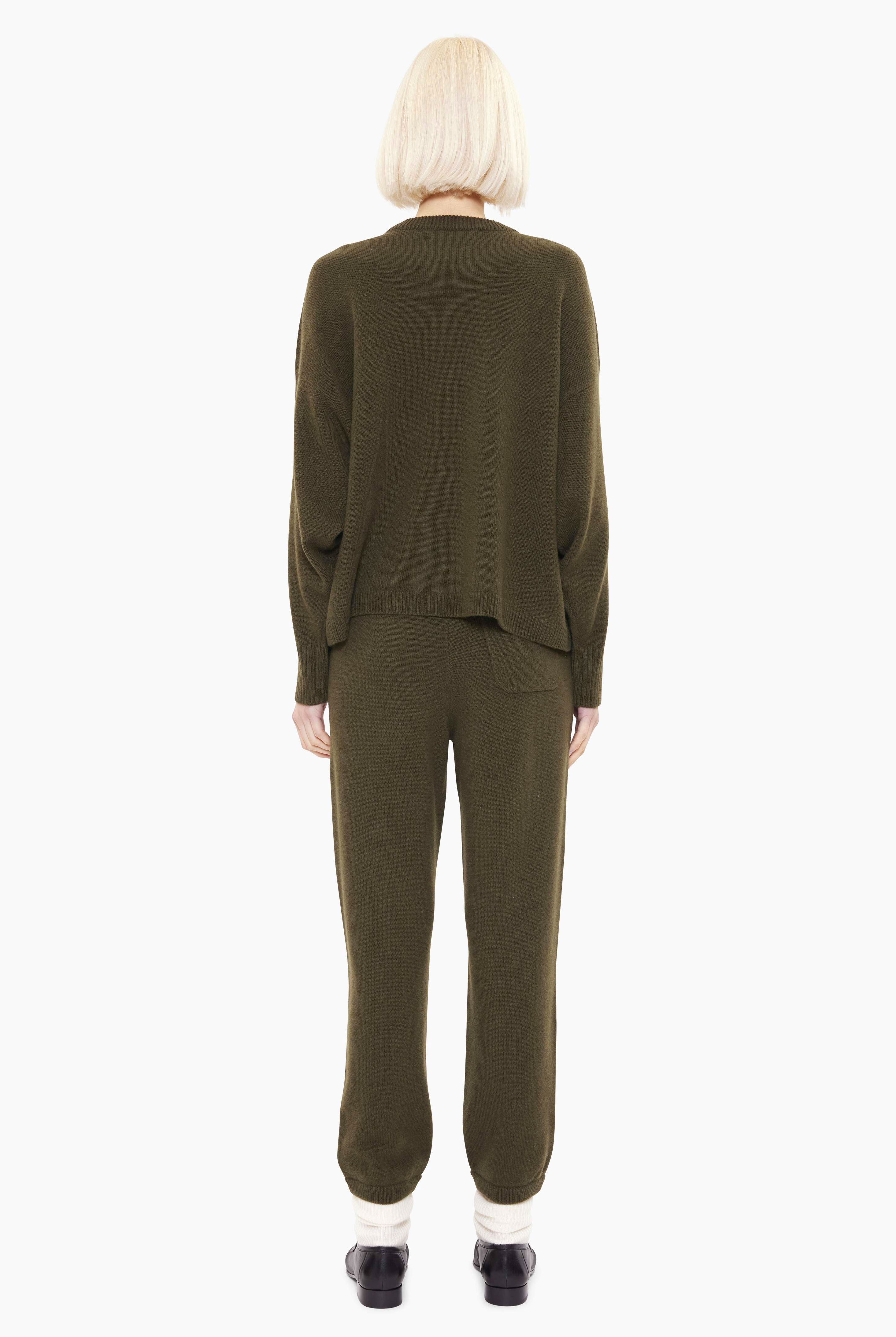 Elena cashmere Sweater - Dark Olive – back view