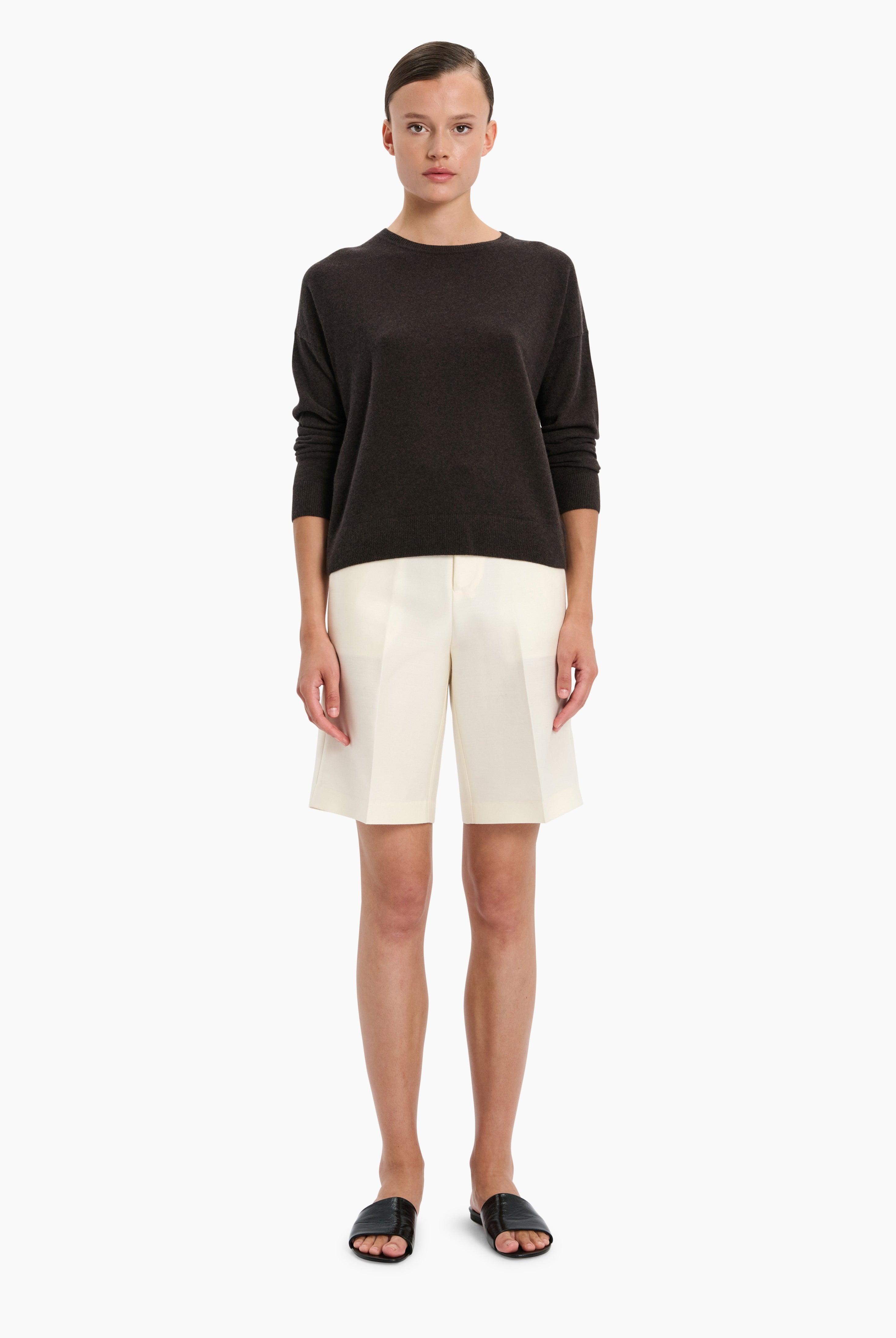 Annie cashmere Sweater - Mocha Marl – front view