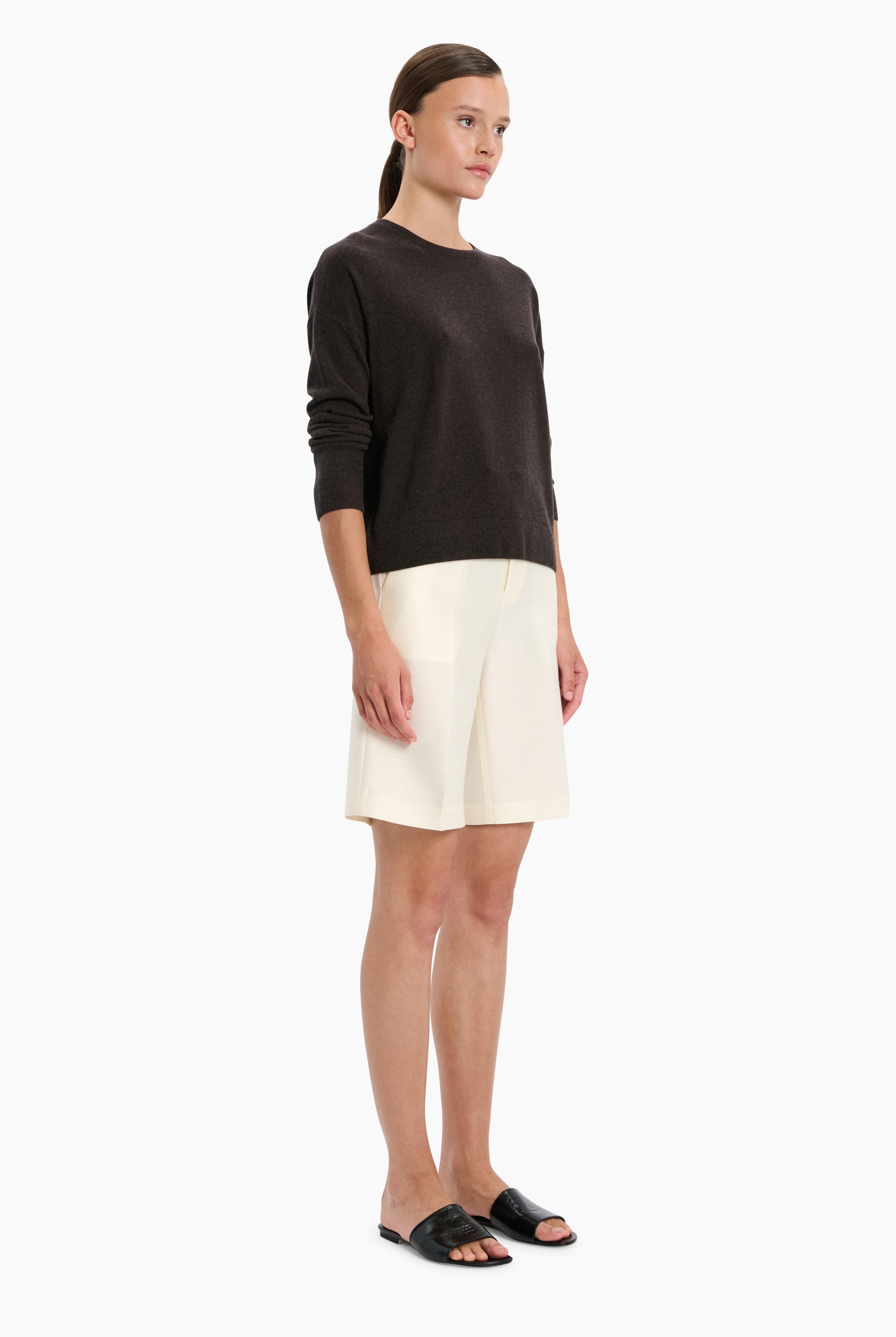 Annie cashmere Sweater - Mocha Marl – side view
