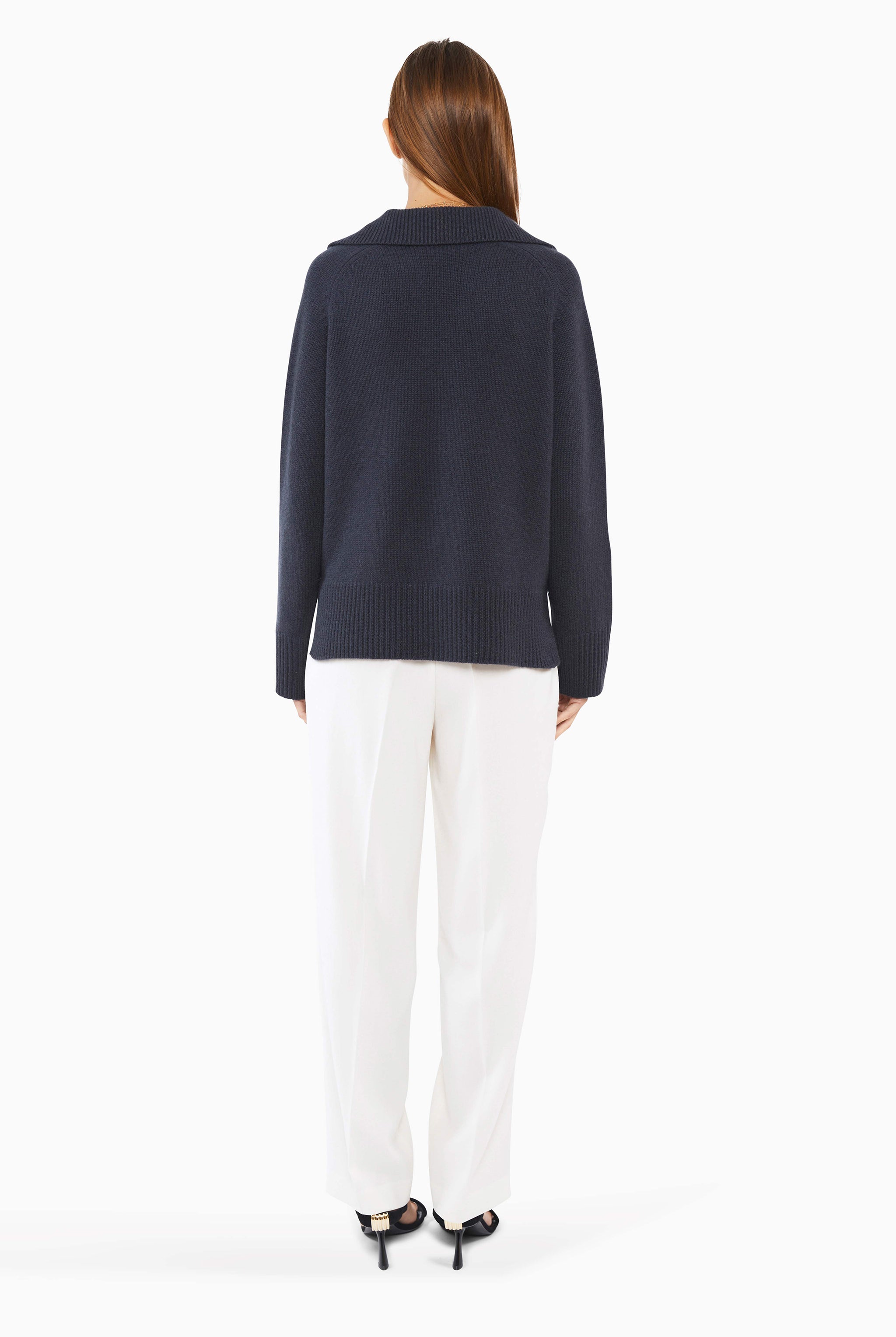 Jenna cashmere Sweater - Gravity Grey – back view