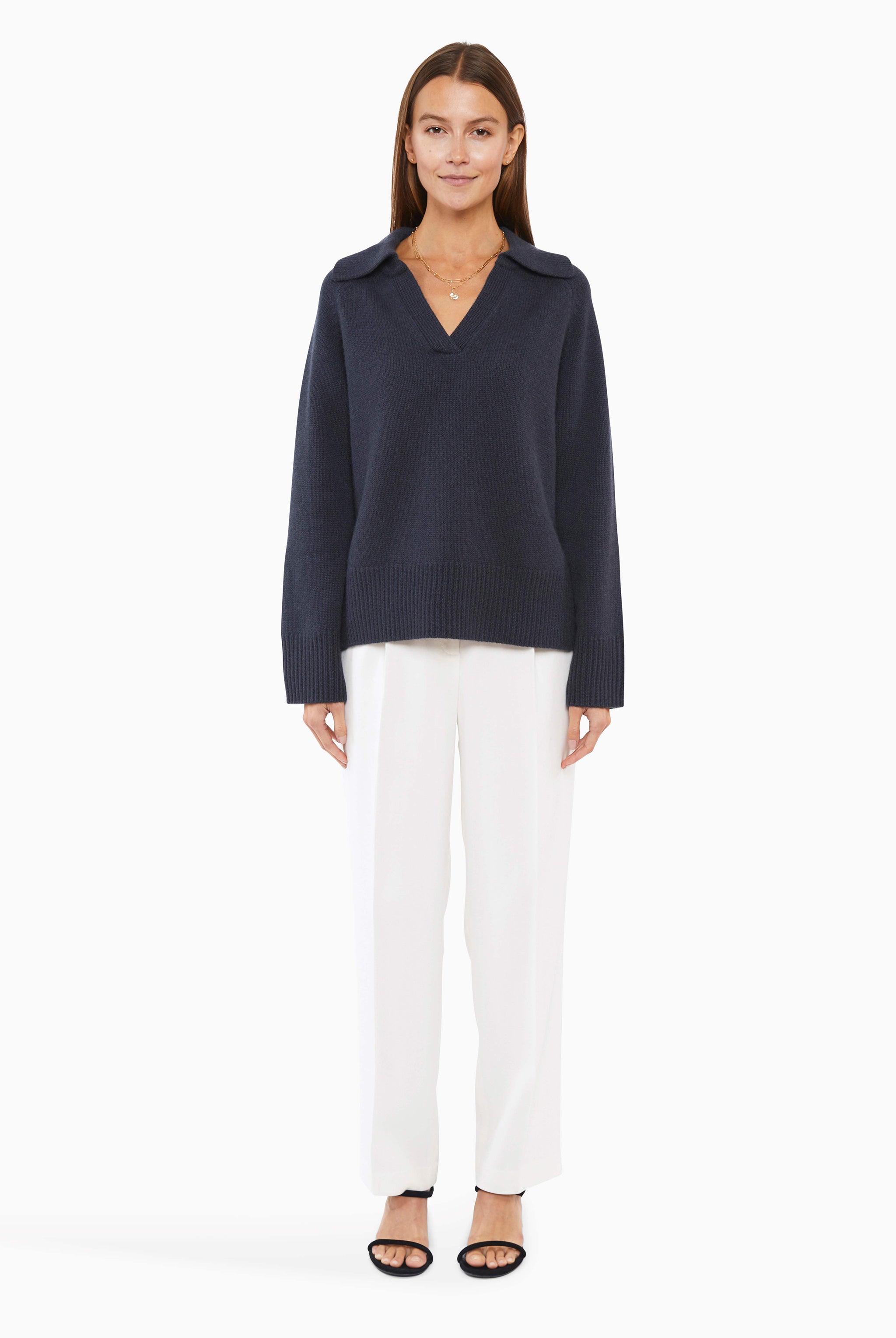 Jenna cashmere Sweater - Gravity Grey – front view