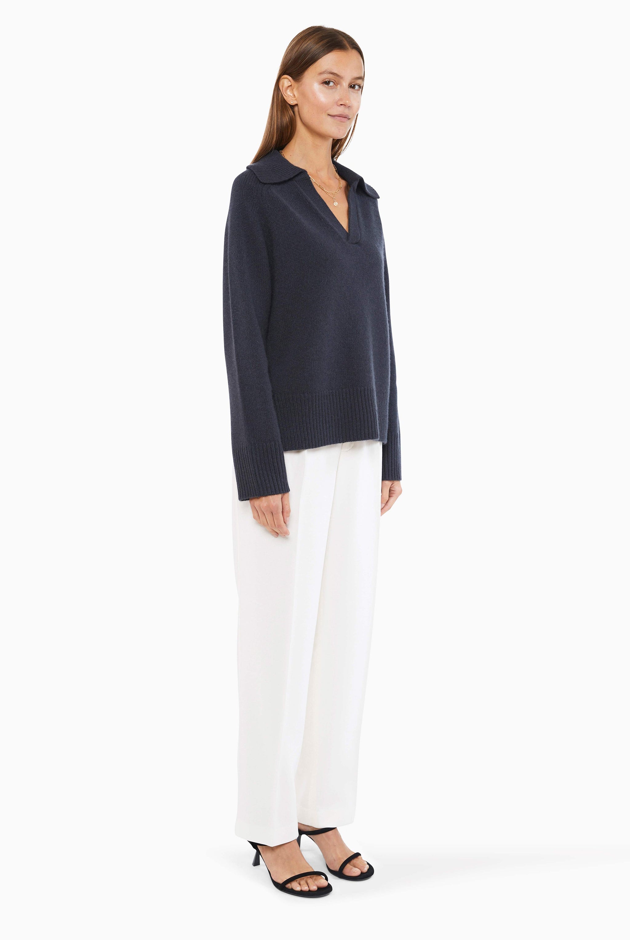 Jenna cashmere Sweater - Gravity Grey – side view