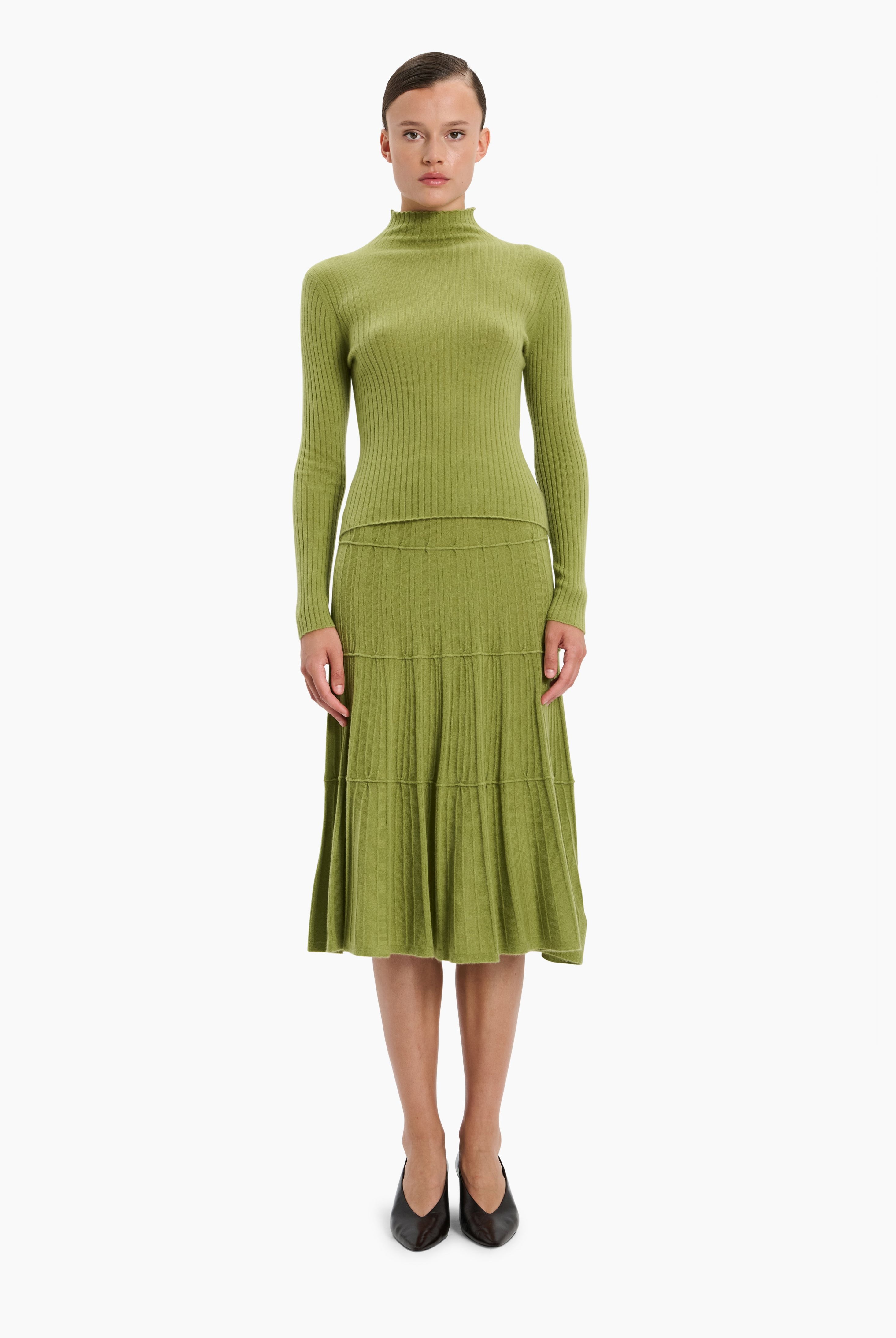 Ariana cashmere Sweater - Avocado – front view