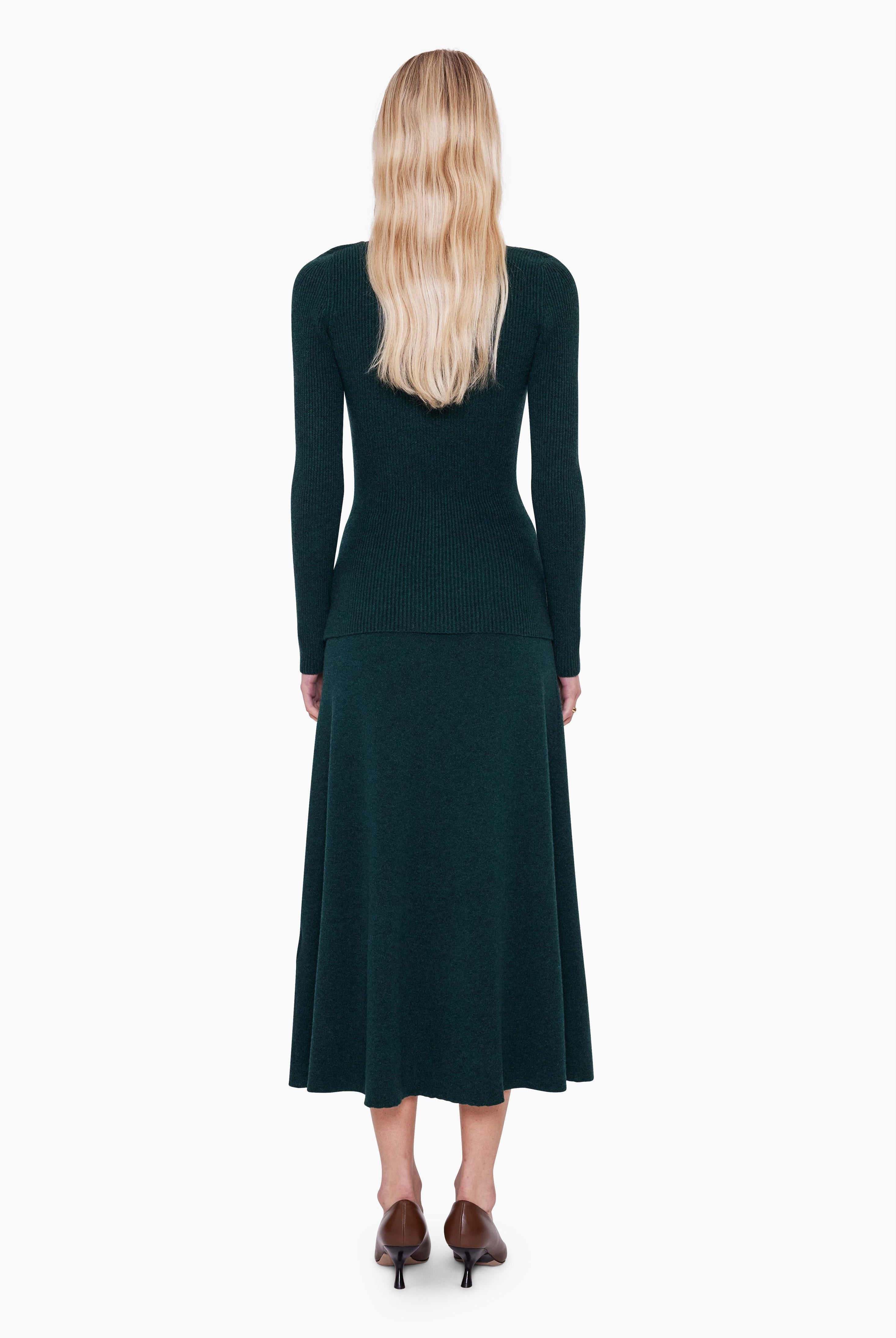 Amirah cashmere Sweater - Spruce Green – back view