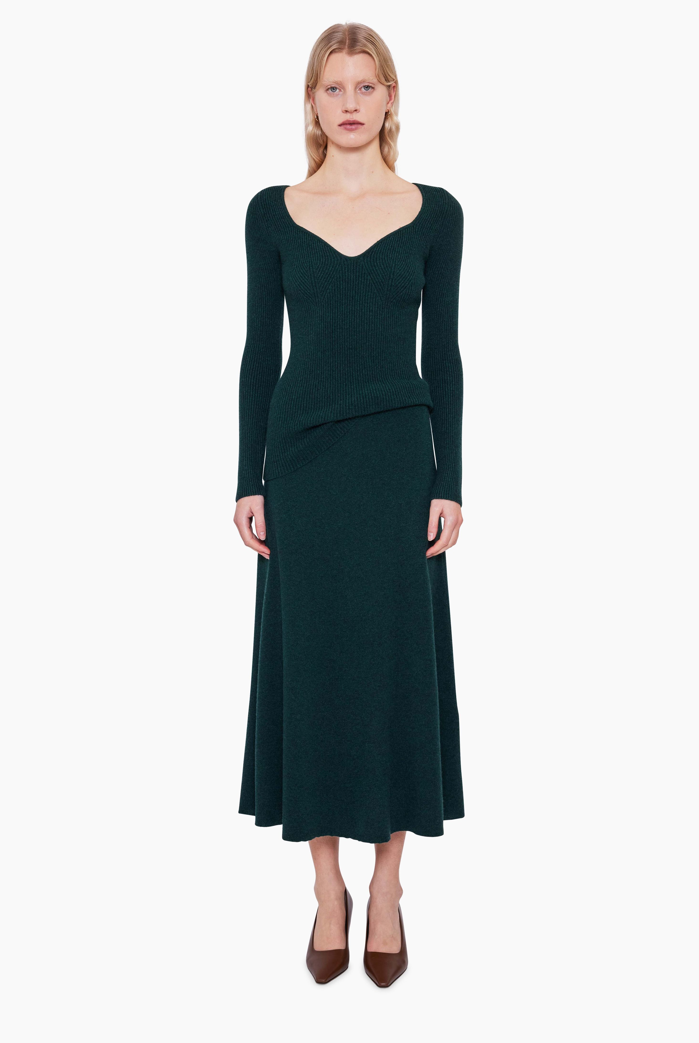 Amirah cashmere Sweater - Spruce Green – front view