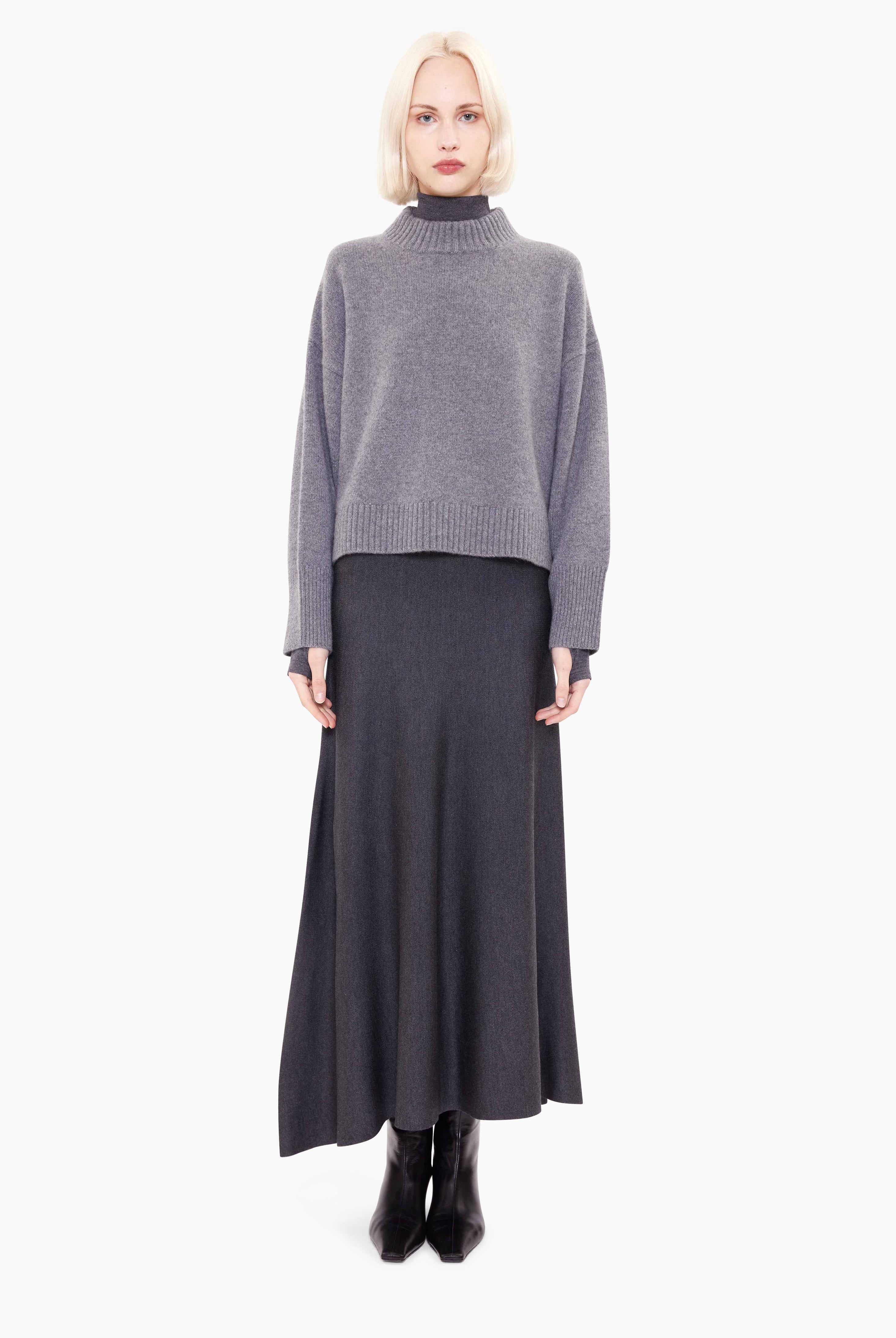Rozzie cashmere Sweater - Granite Marl – front view
