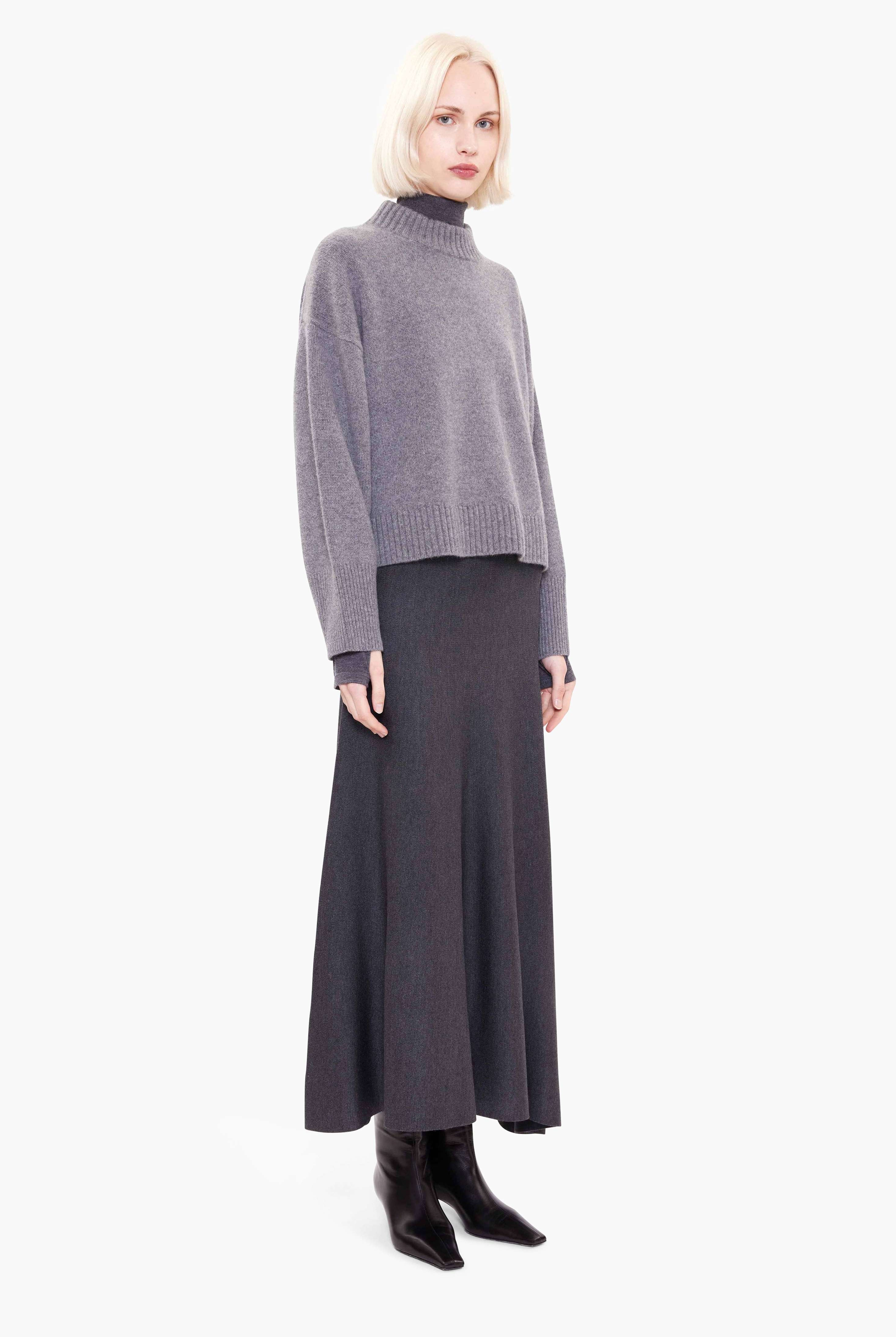Rozzie cashmere Sweater - Granite Marl – side view