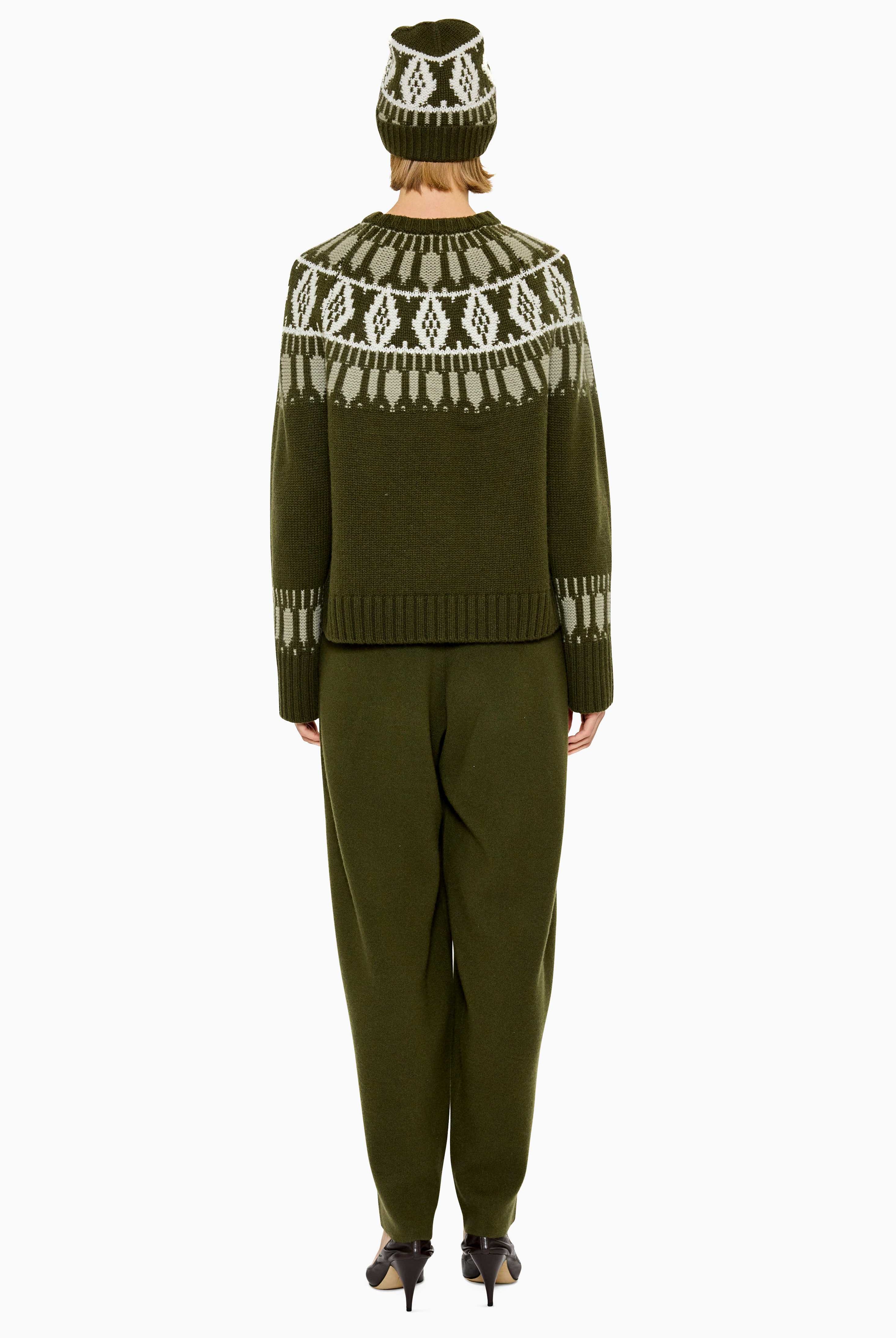 Jackson cashmere Sweater - Dark Olive & Olive Grey – back view