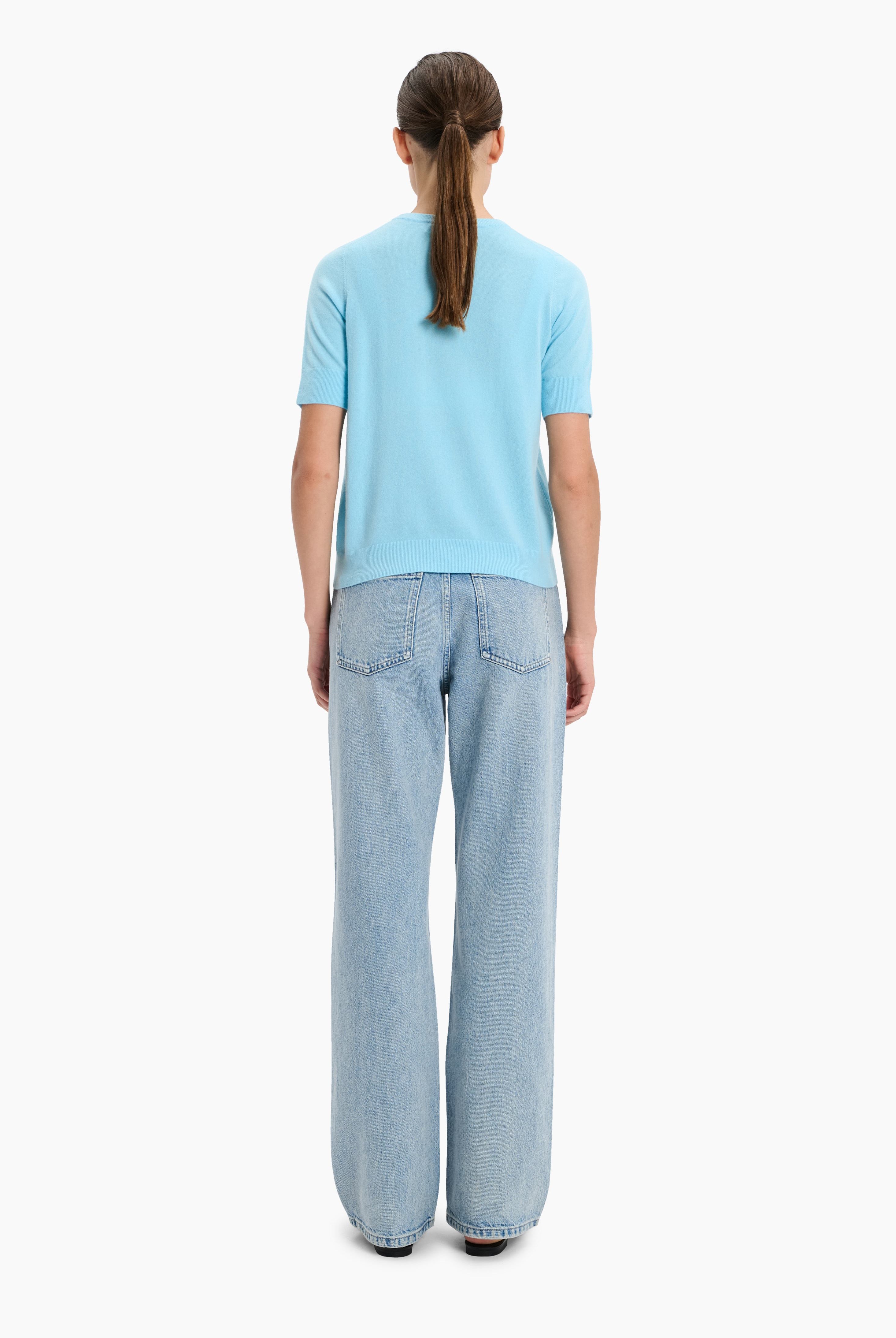 Logan Crew T-cashmere Shirt - Aquamarine – back view