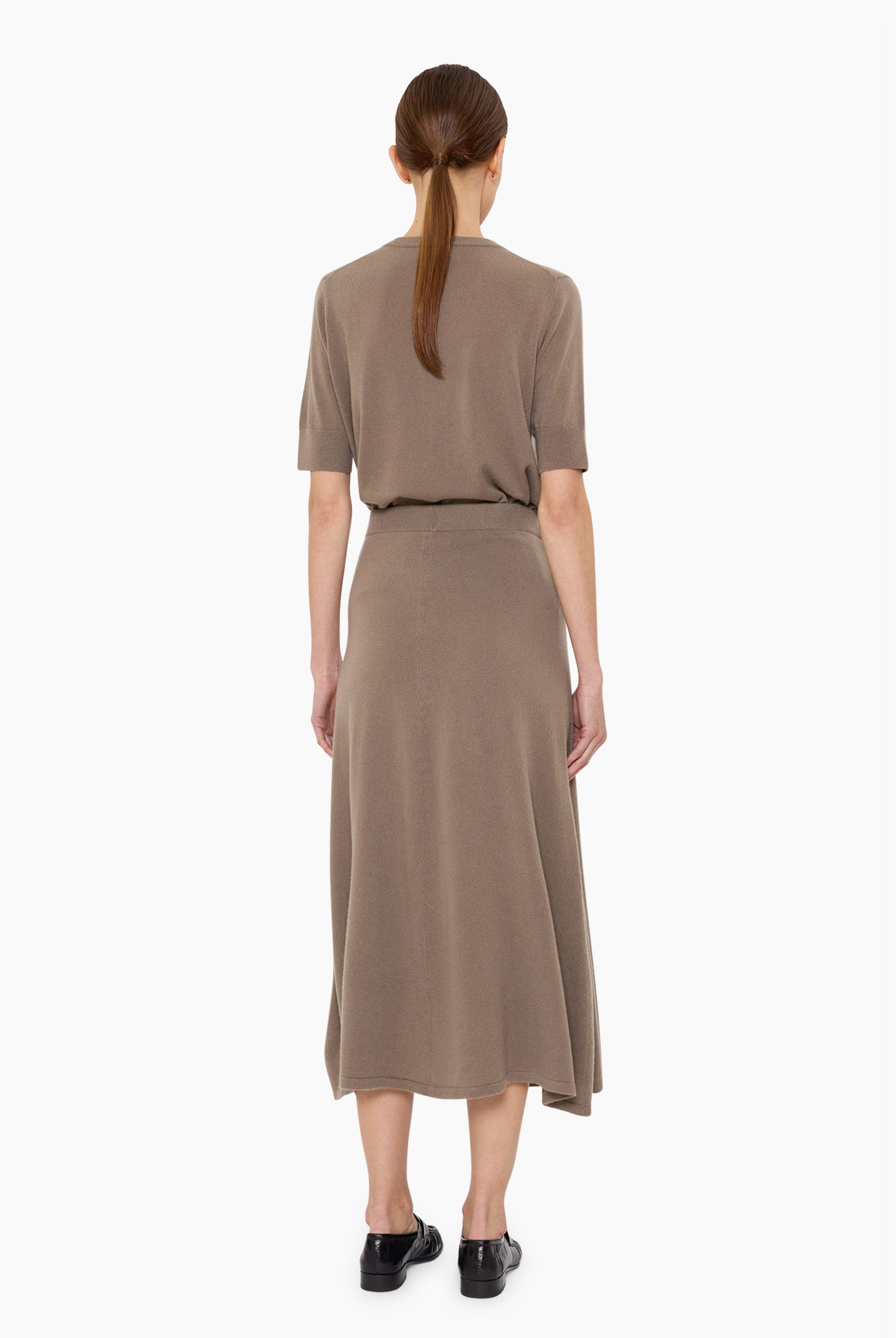 Logan Crew T-cashmere Shirt - Desert Taupe – back view