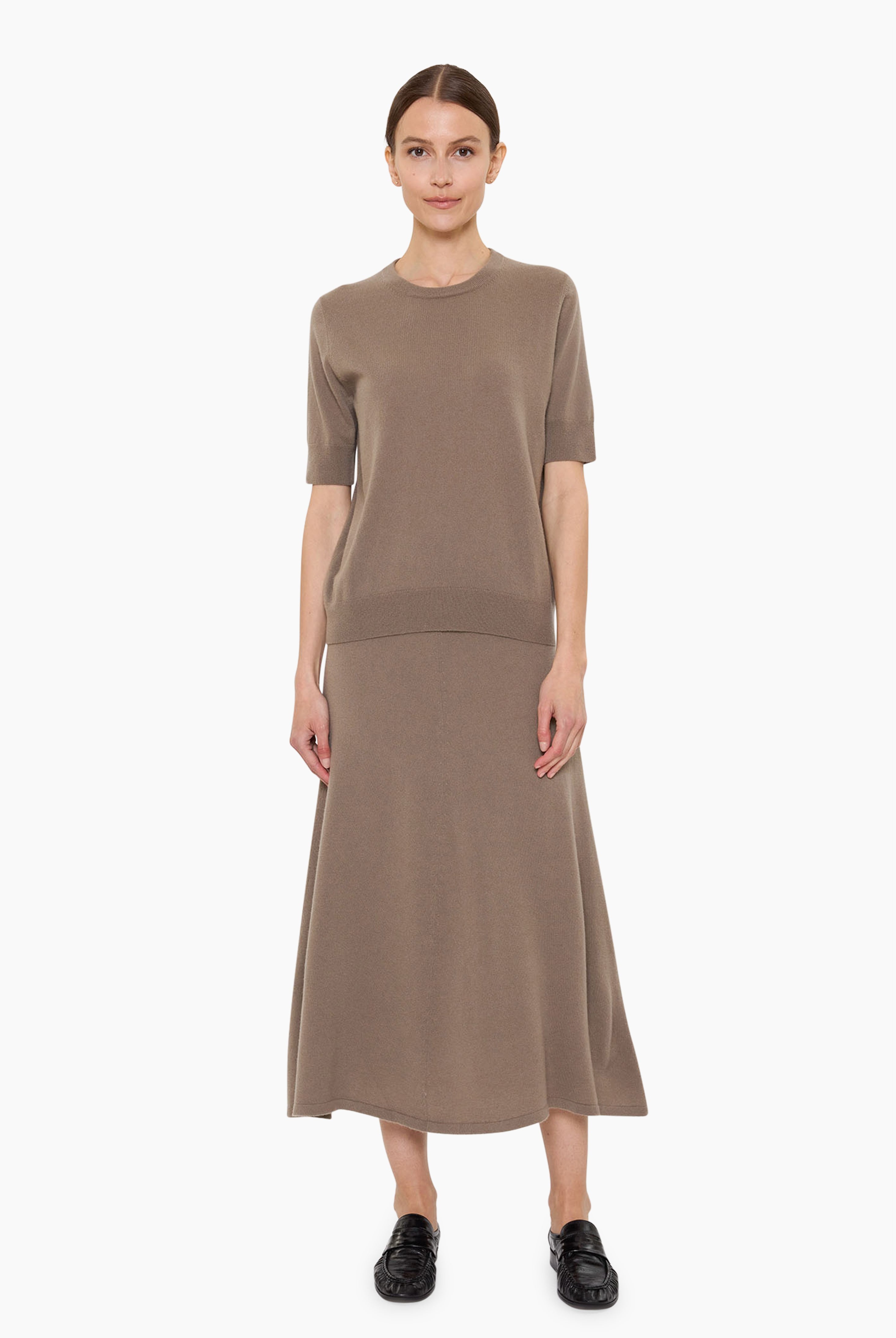 Logan Crew T-cashmere Shirt - Desert Taupe – front view