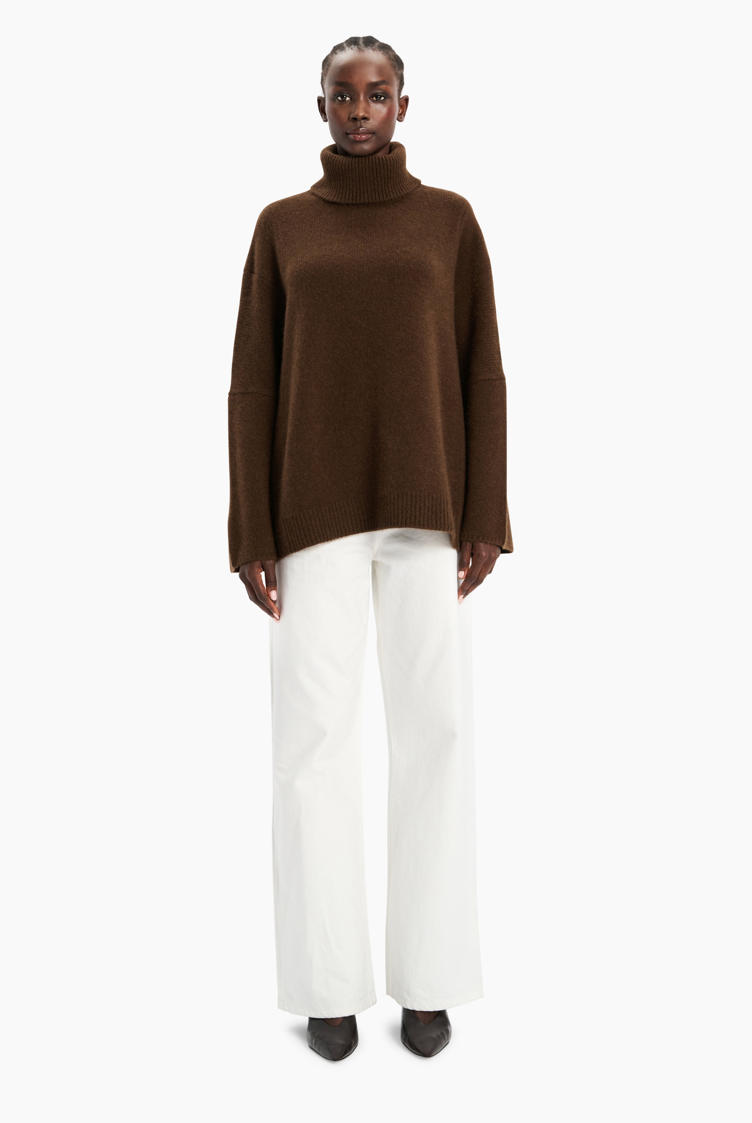 New Mimi cashmere Sweater - Brown Chocolate Marl – front view