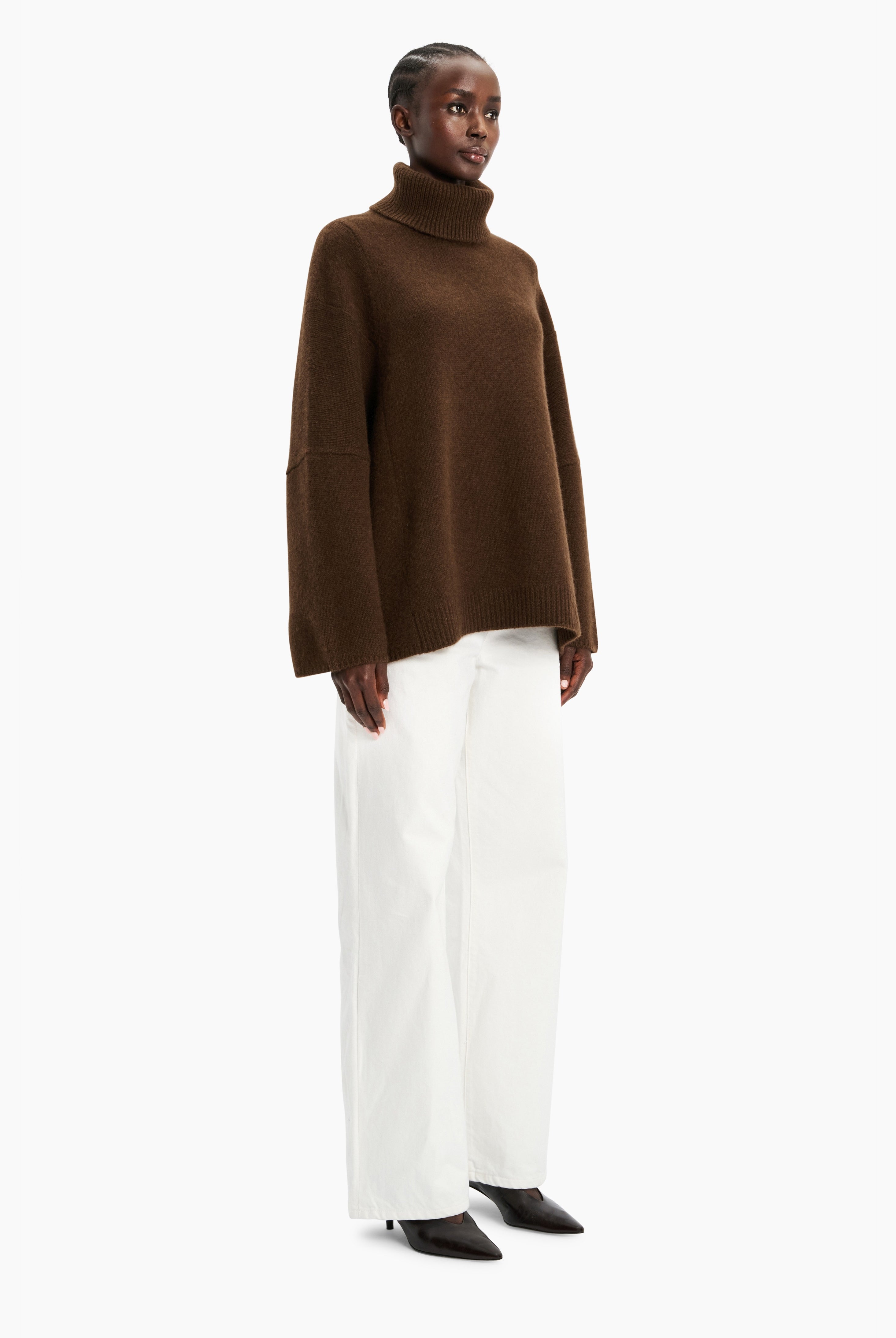 New Mimi cashmere Sweater - Brown Chocolate Marl – side view