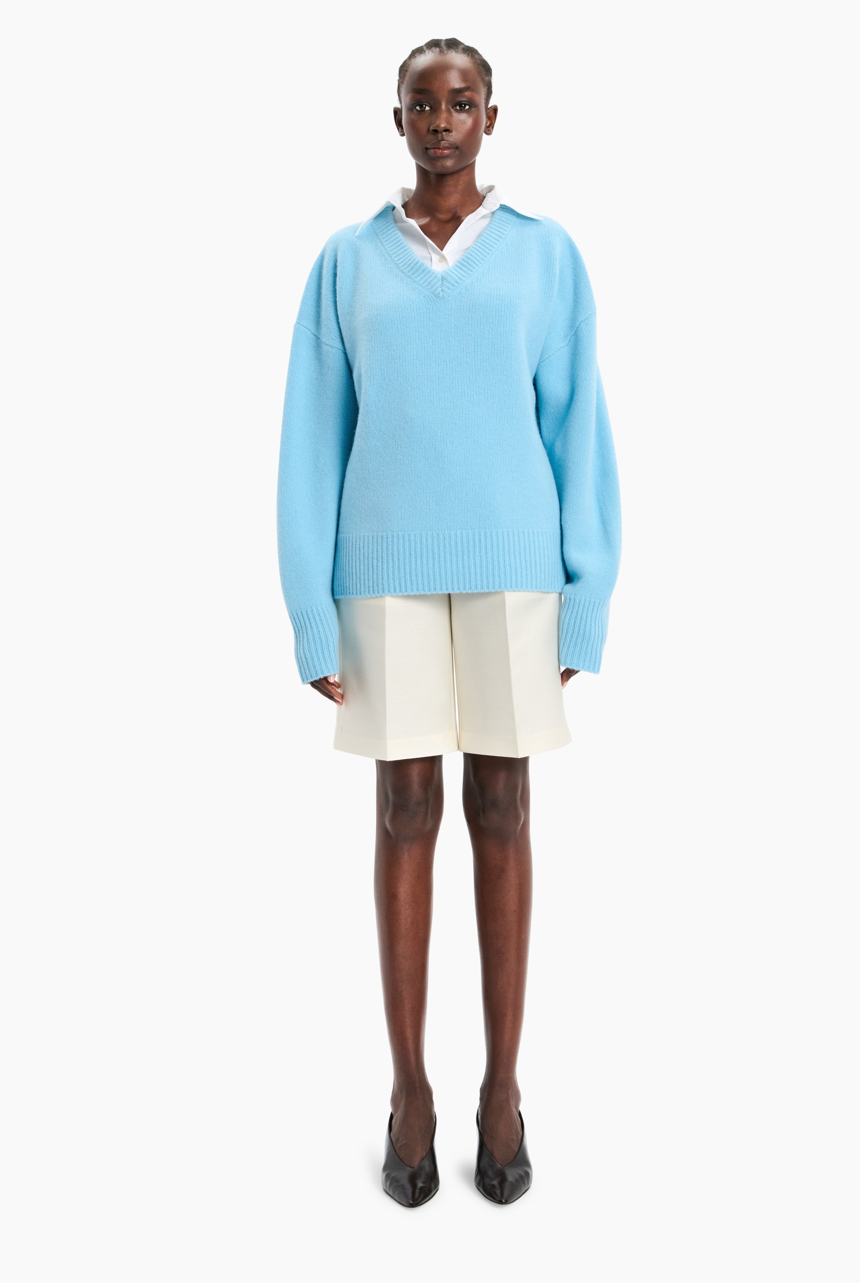 Estelle cashmere Sweater - Aquamarine – front view
