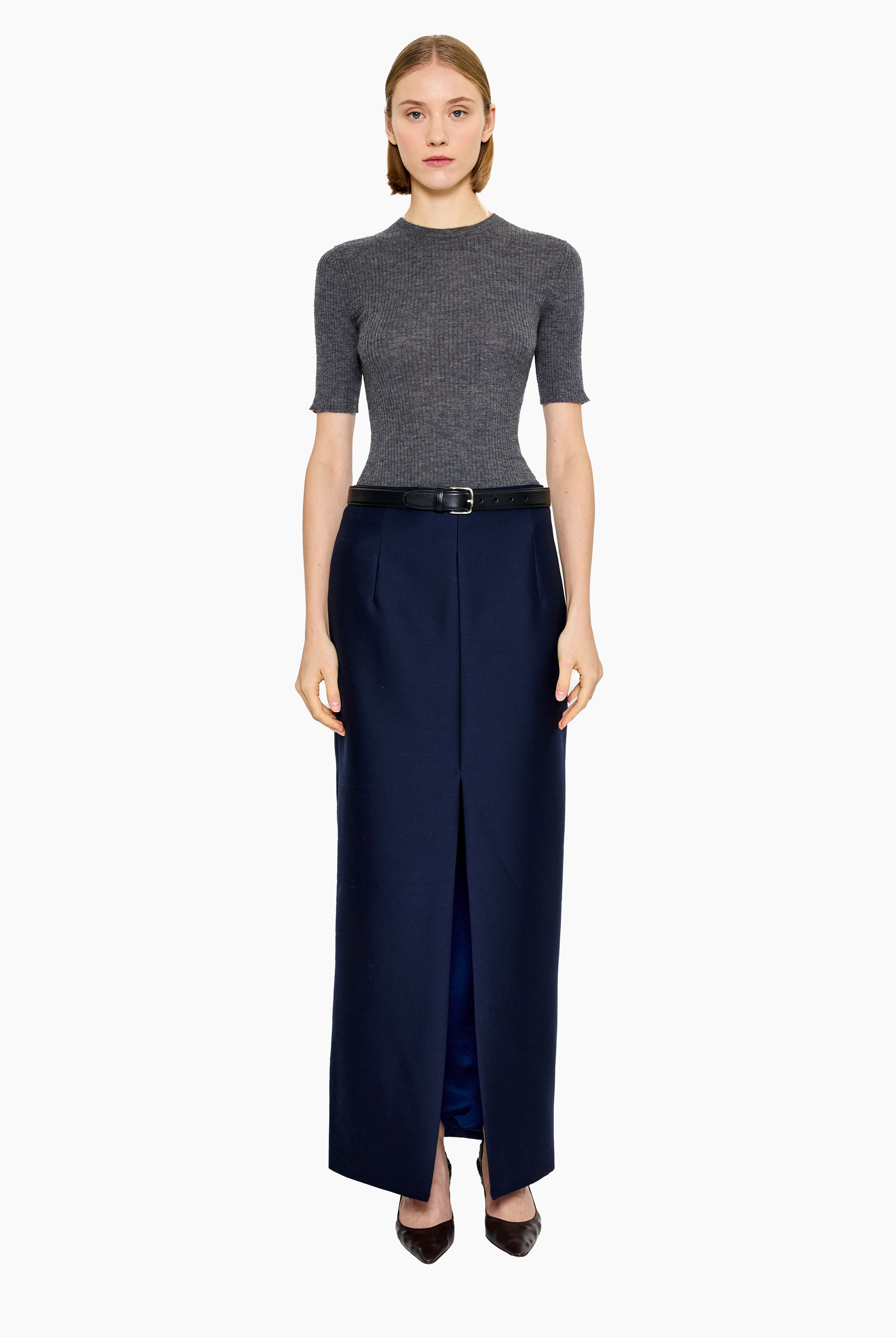 Belsize T-cashmere Shirt - Charcoal – front view
