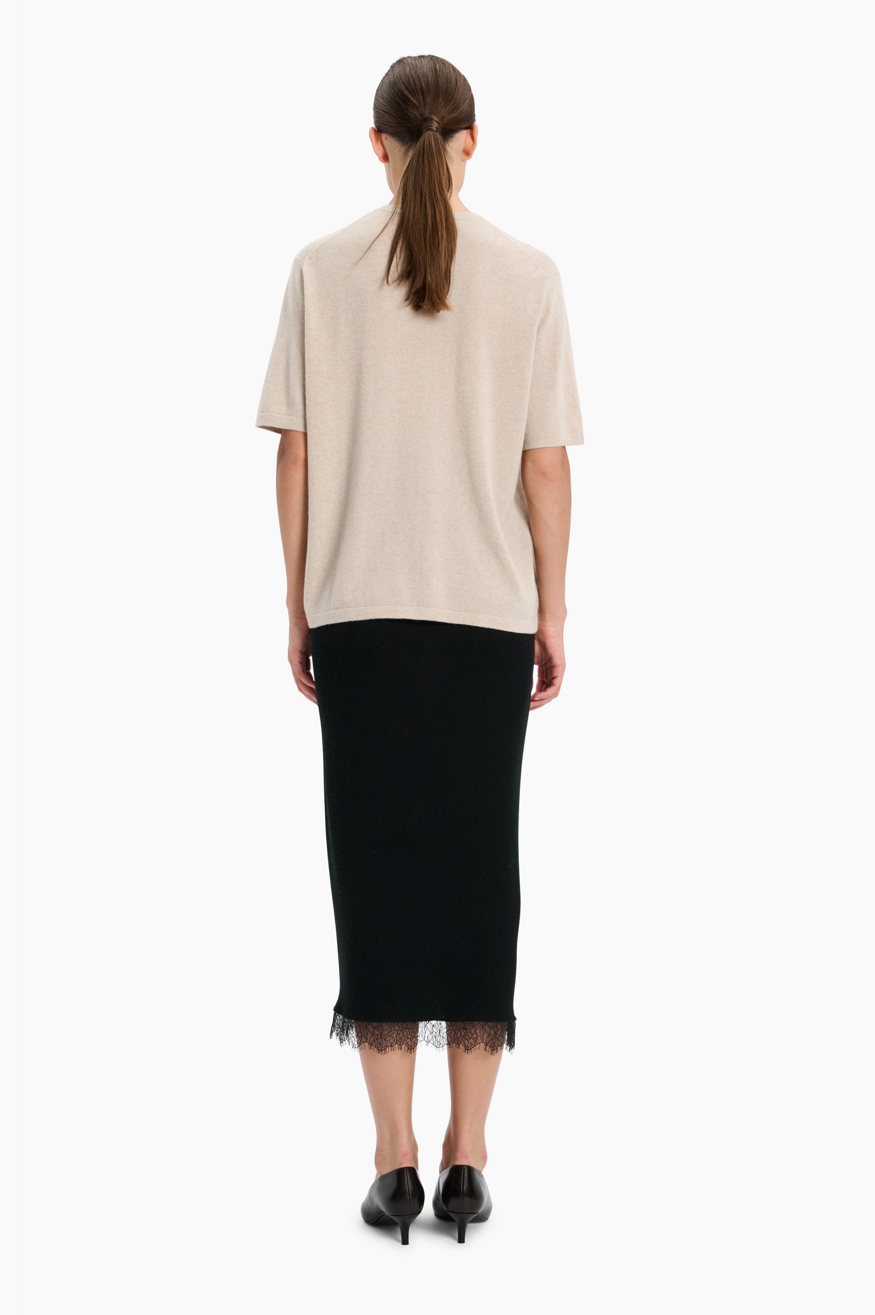 Golden Lane T-cashmere Shirt - Feather – back view