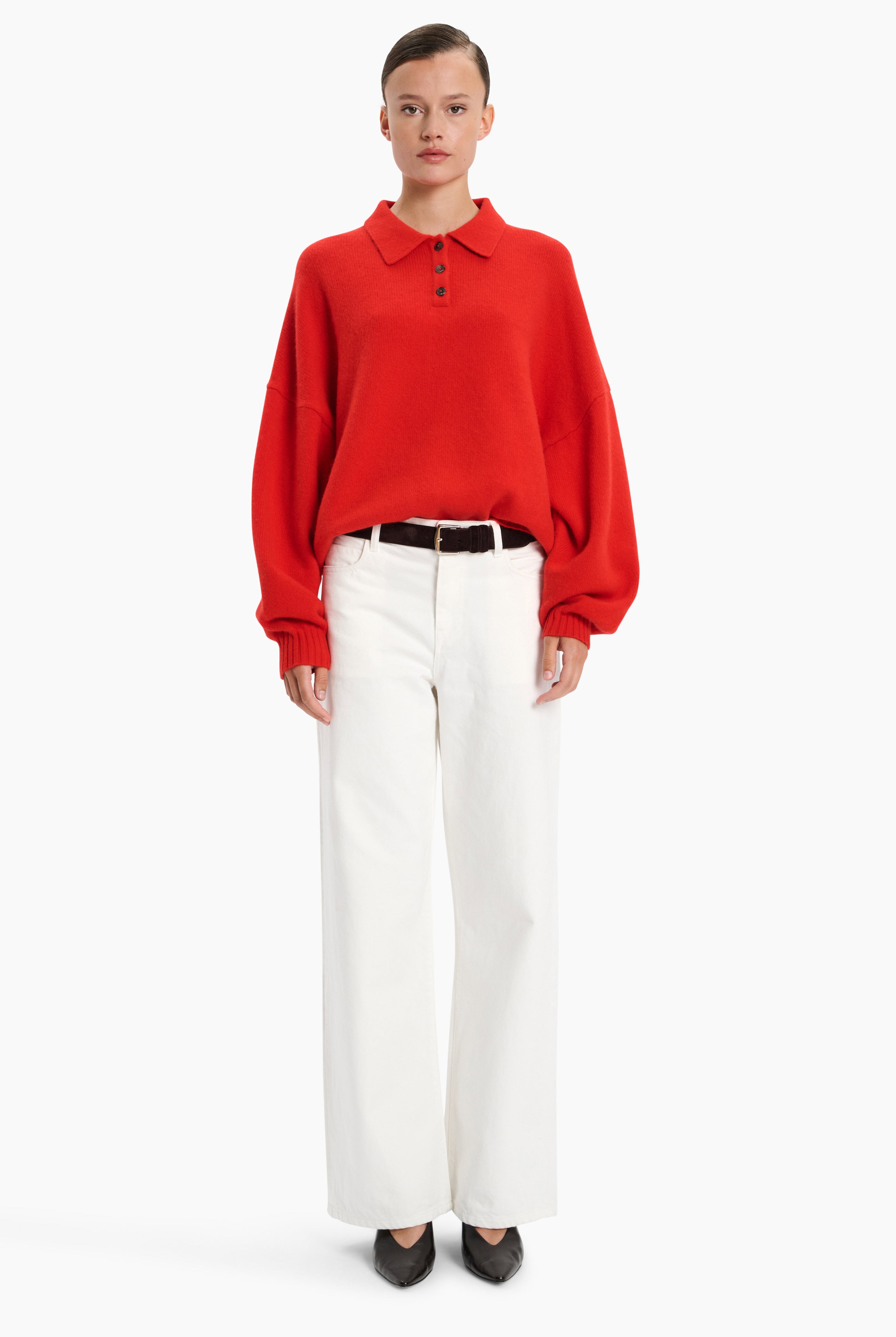 King’s Road cashmere Sweater - Lipstick Red – front view