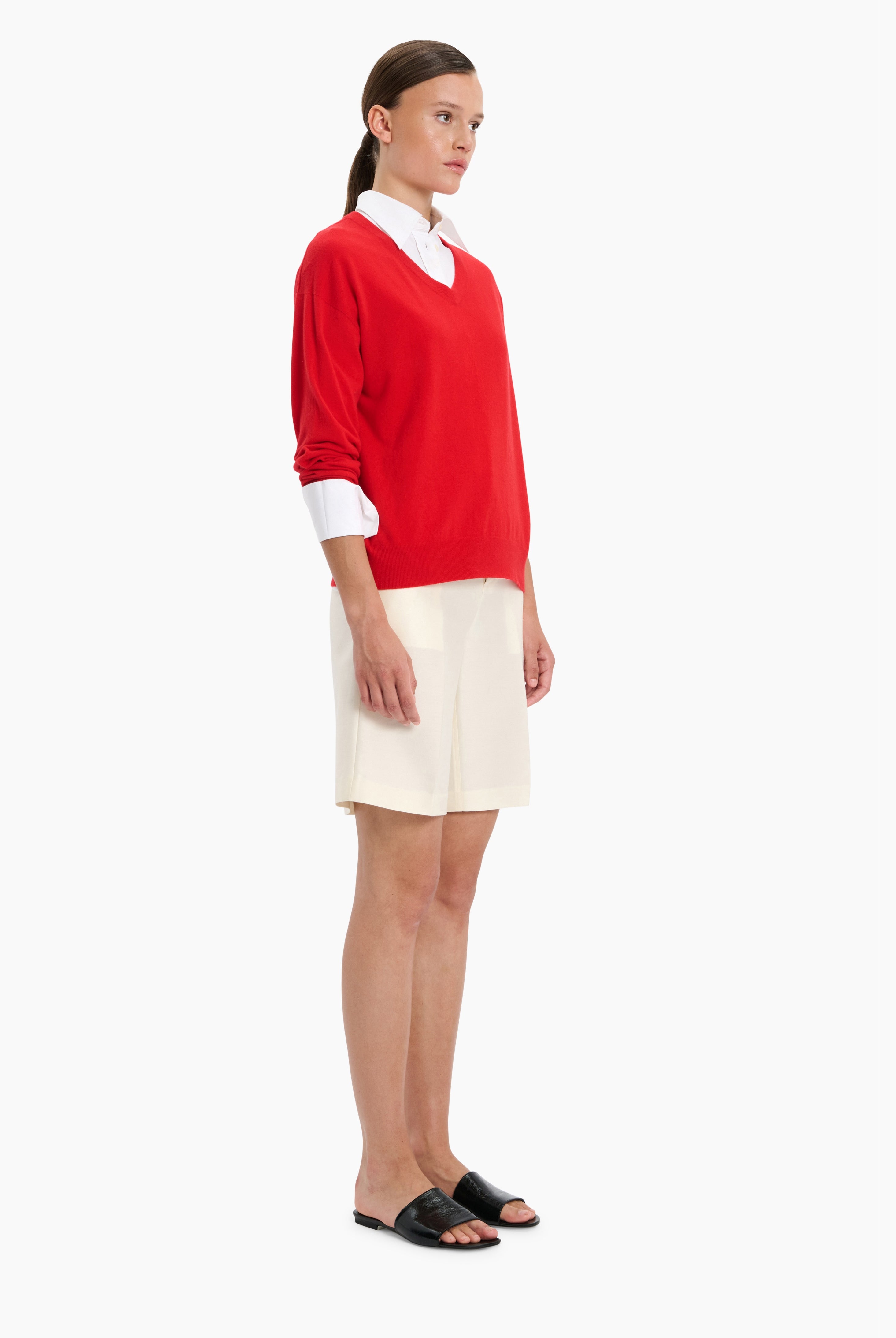 Briony cashmere Sweater - Postbox Red – side view