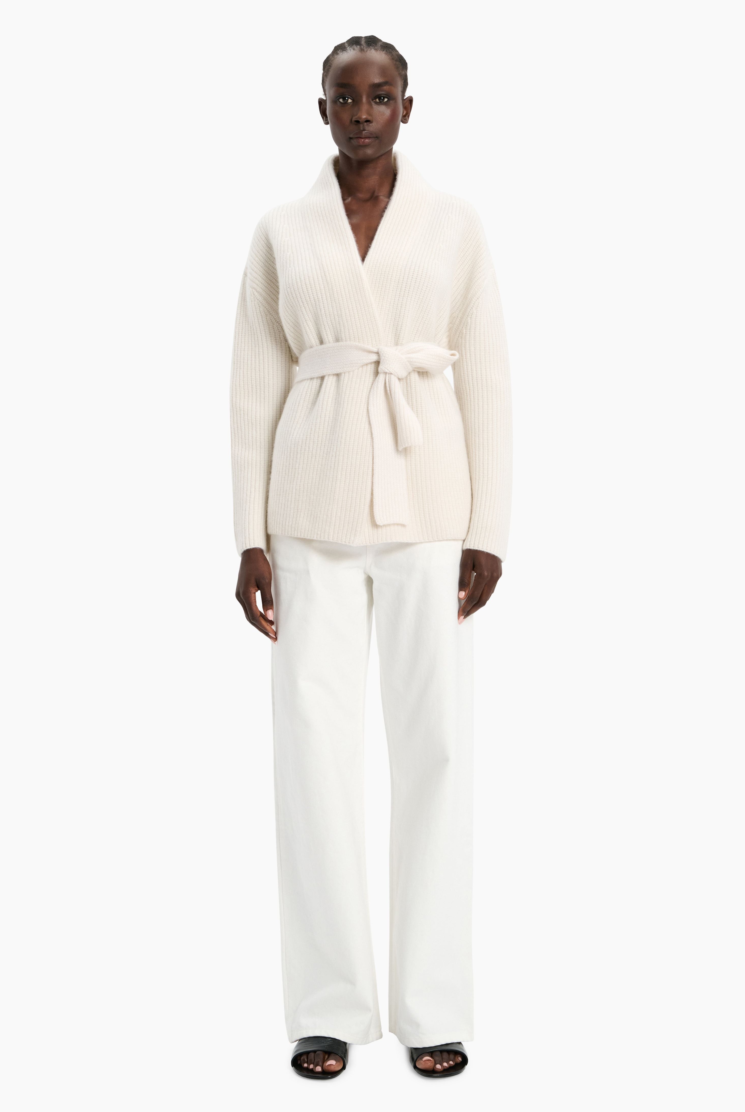 Sasha cashmere Cardigan - Ivory – front view