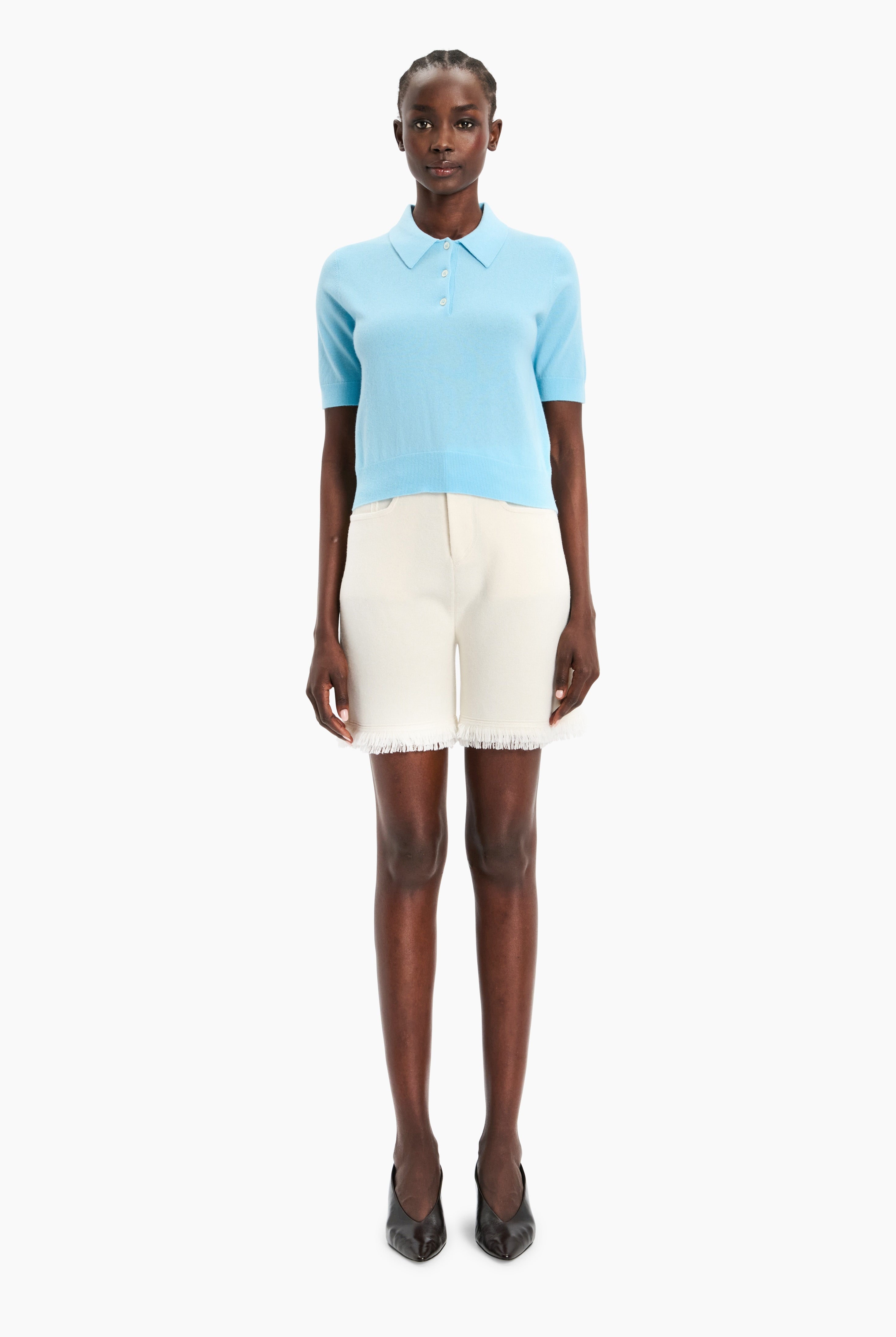 Octavia Polo cashmere Shirt - Aquamarine – front view