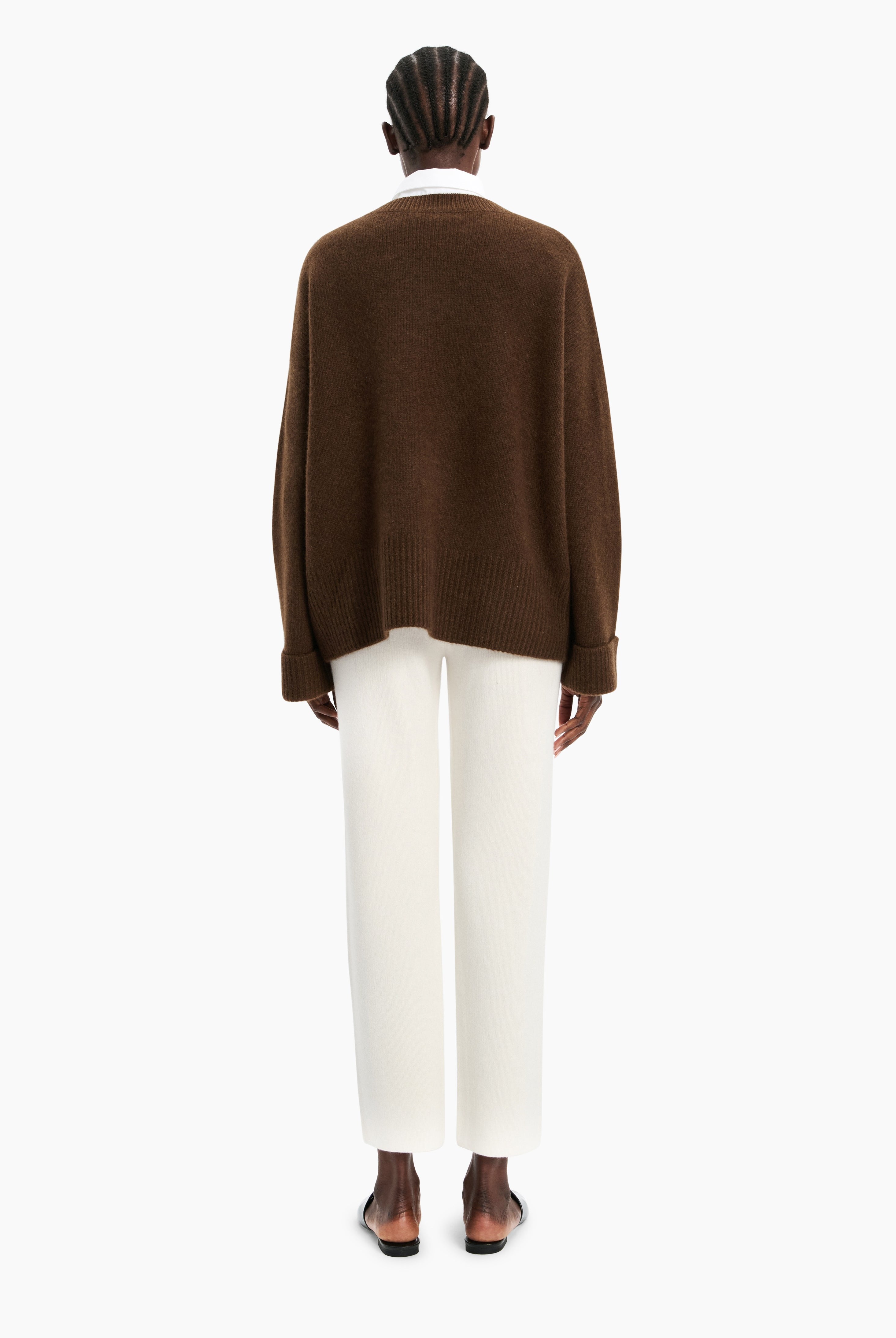 Knightsbridge cashmere Sweater - Brown Chocolate Marl – back view