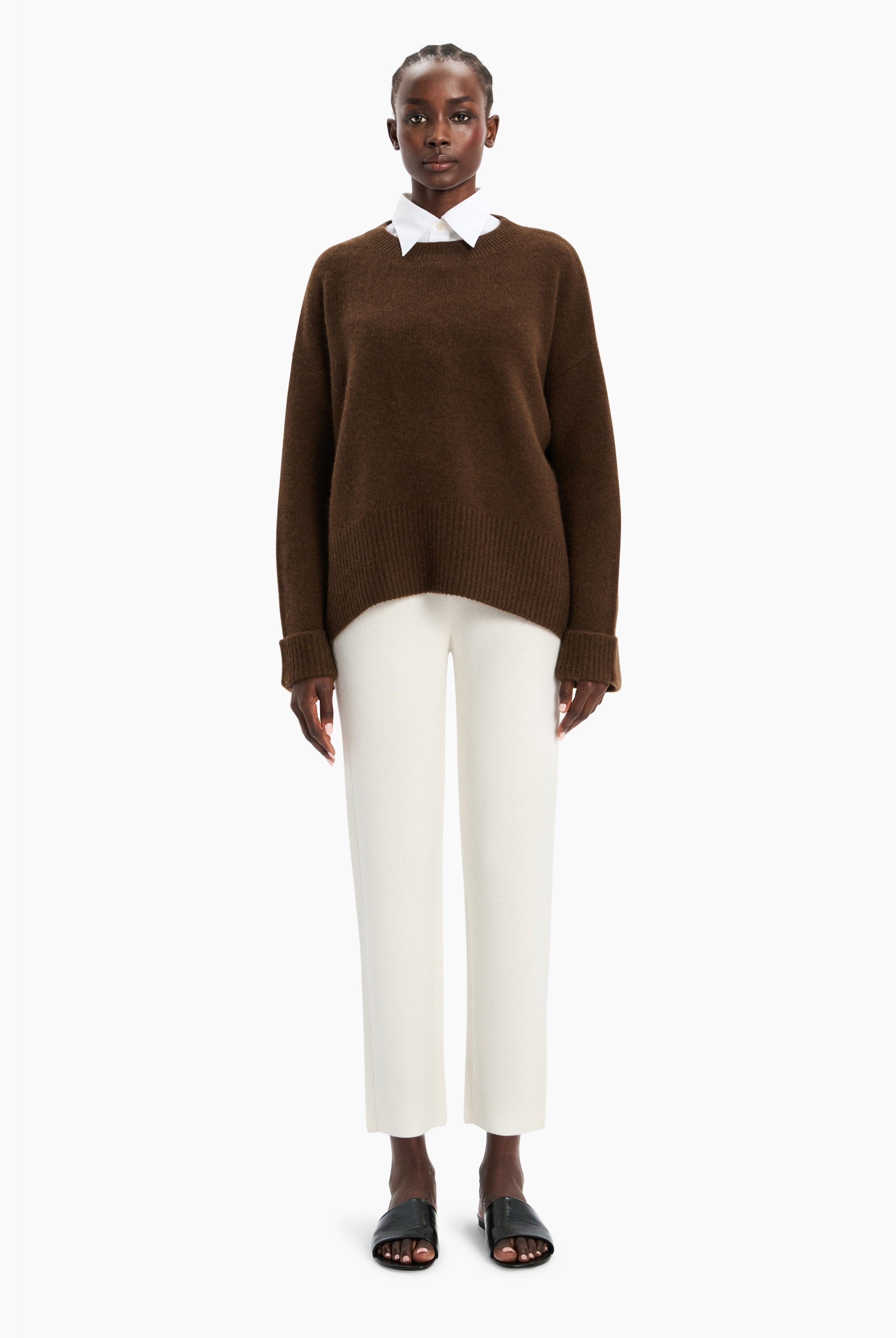 Knightsbridge cashmere Sweater - Brown Chocolate Marl – front view