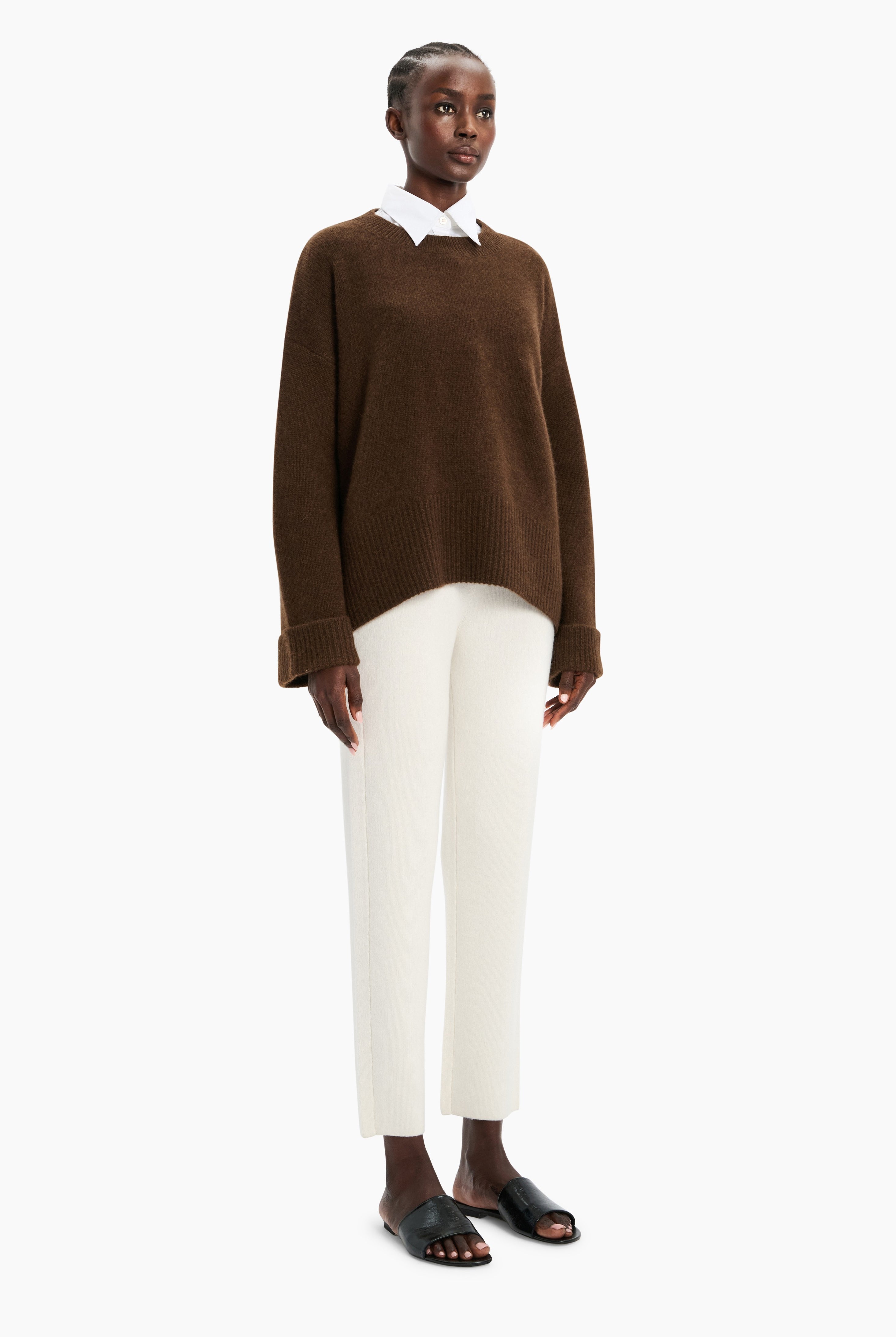 Knightsbridge cashmere Sweater - Brown Chocolate Marl – side view